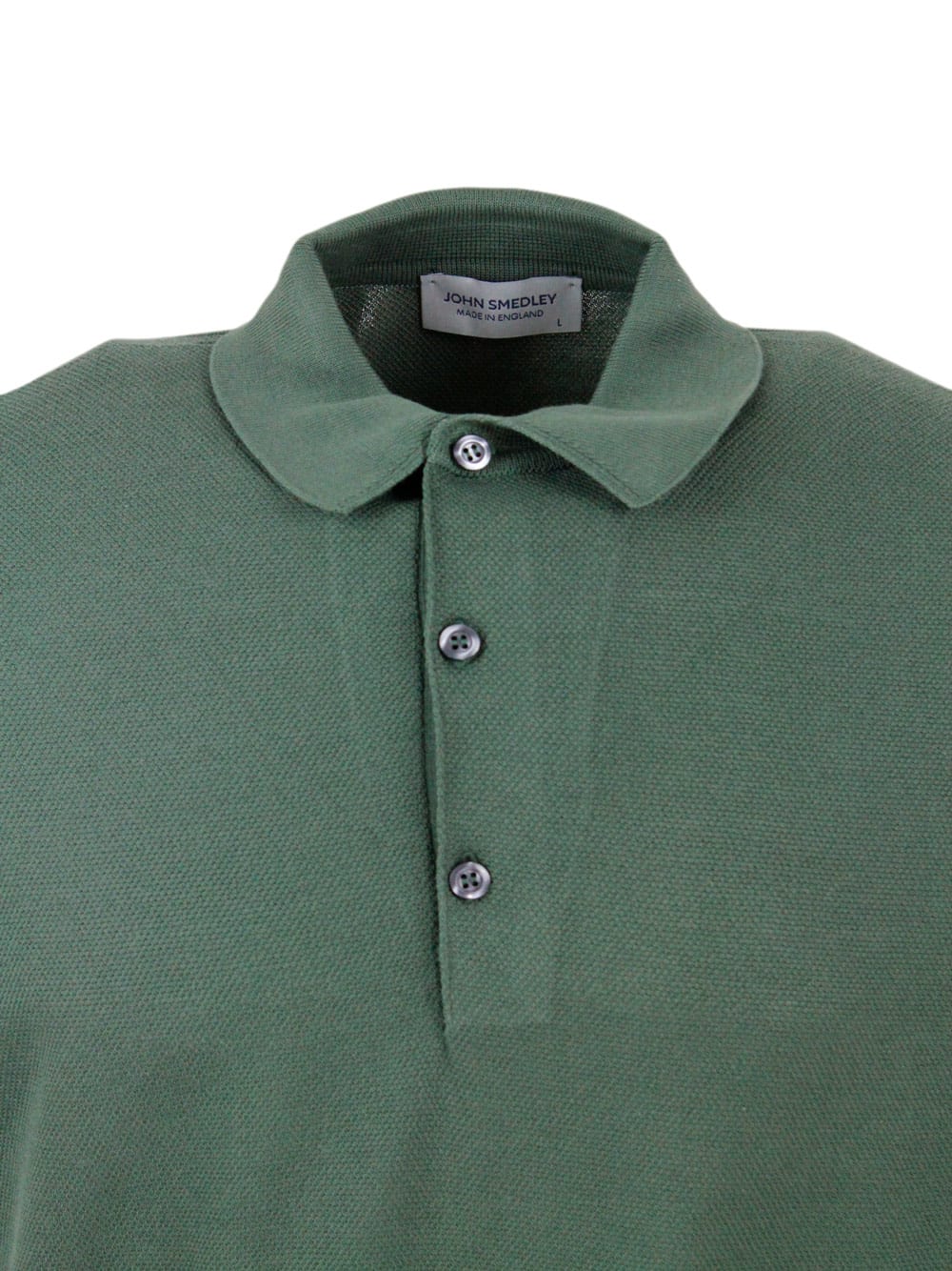 Shop John Smedley Short-sleeved Polo Shirt In Extrafine Piqué Cotton Thread With Three Buttons In Green