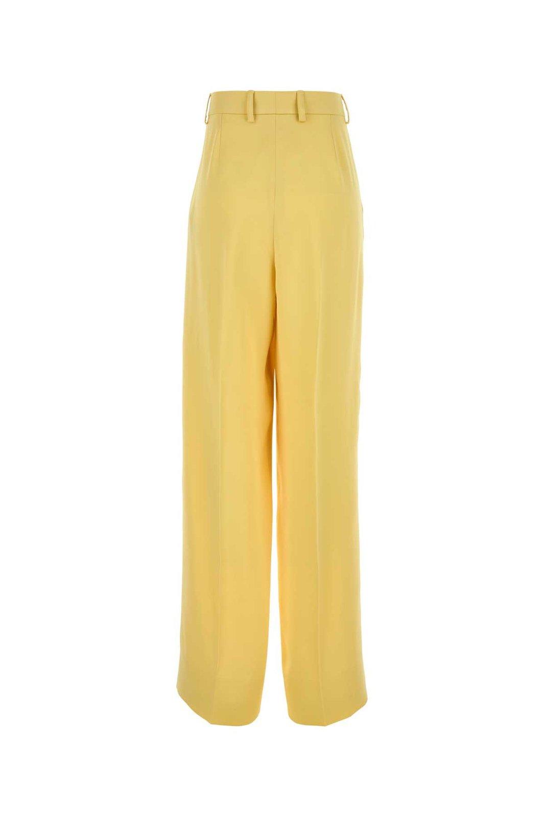 Stella Mccartney Stella Mc Cartney Yellow Satin Wide Leg Pant In Beige