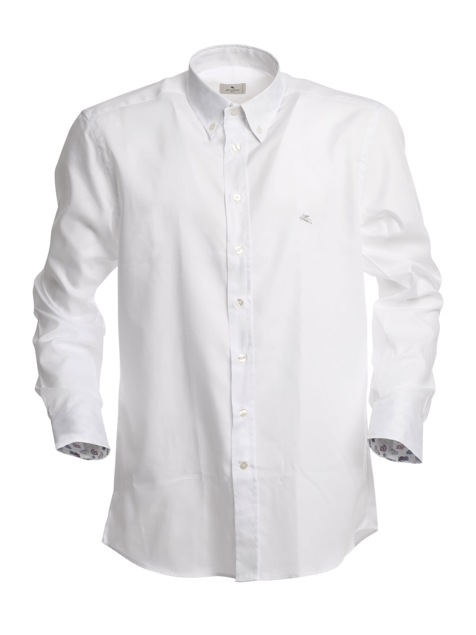 Etro White Shirt In Pinpoint Cotton