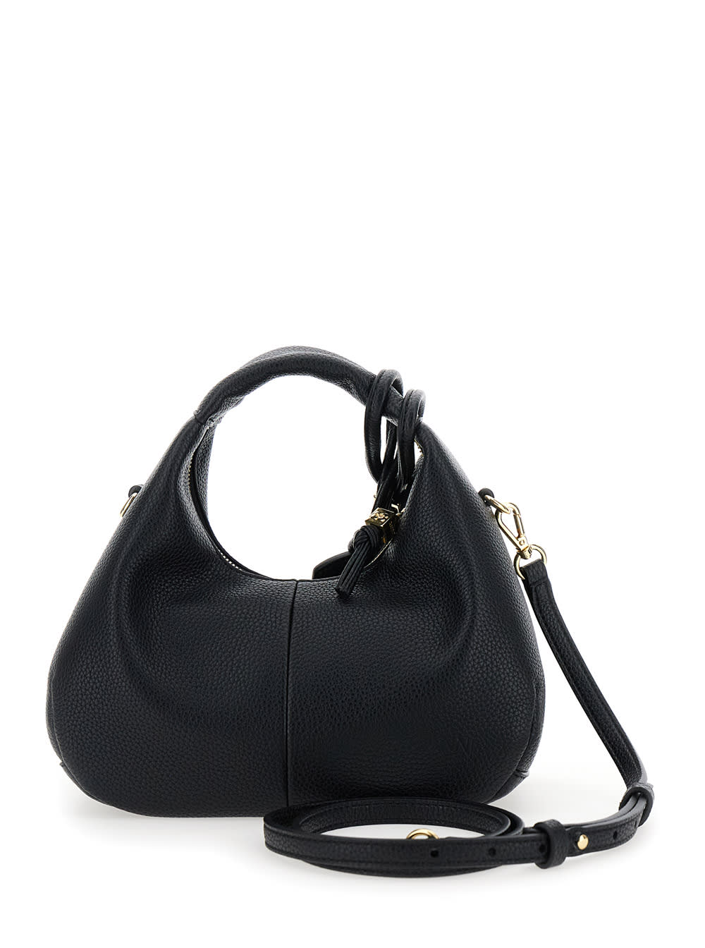 Ganni Black Handbag With Removable Shoulder Strap And Pendant With Logo In Faux-leather Woman