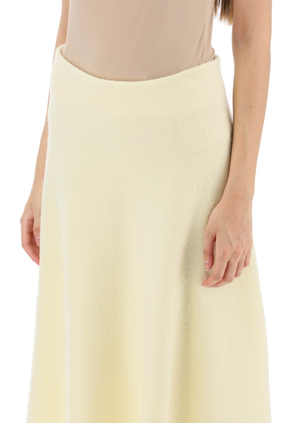 Jil Sander Wool Knit Midi Skirt In Bright Yellow (yellow)