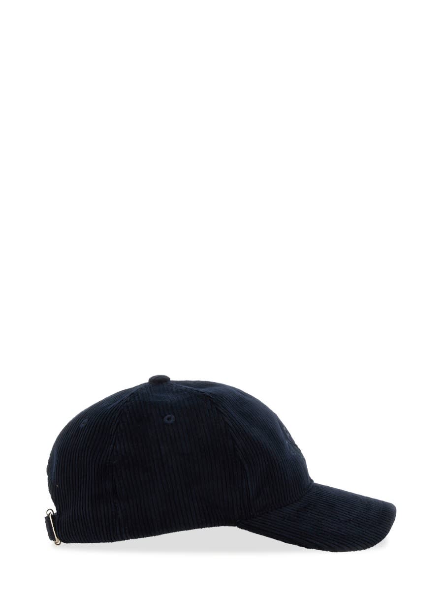 Apc Charlie Rue Madame Logo-print Cotton-corduroy Baseball Cap In Blue