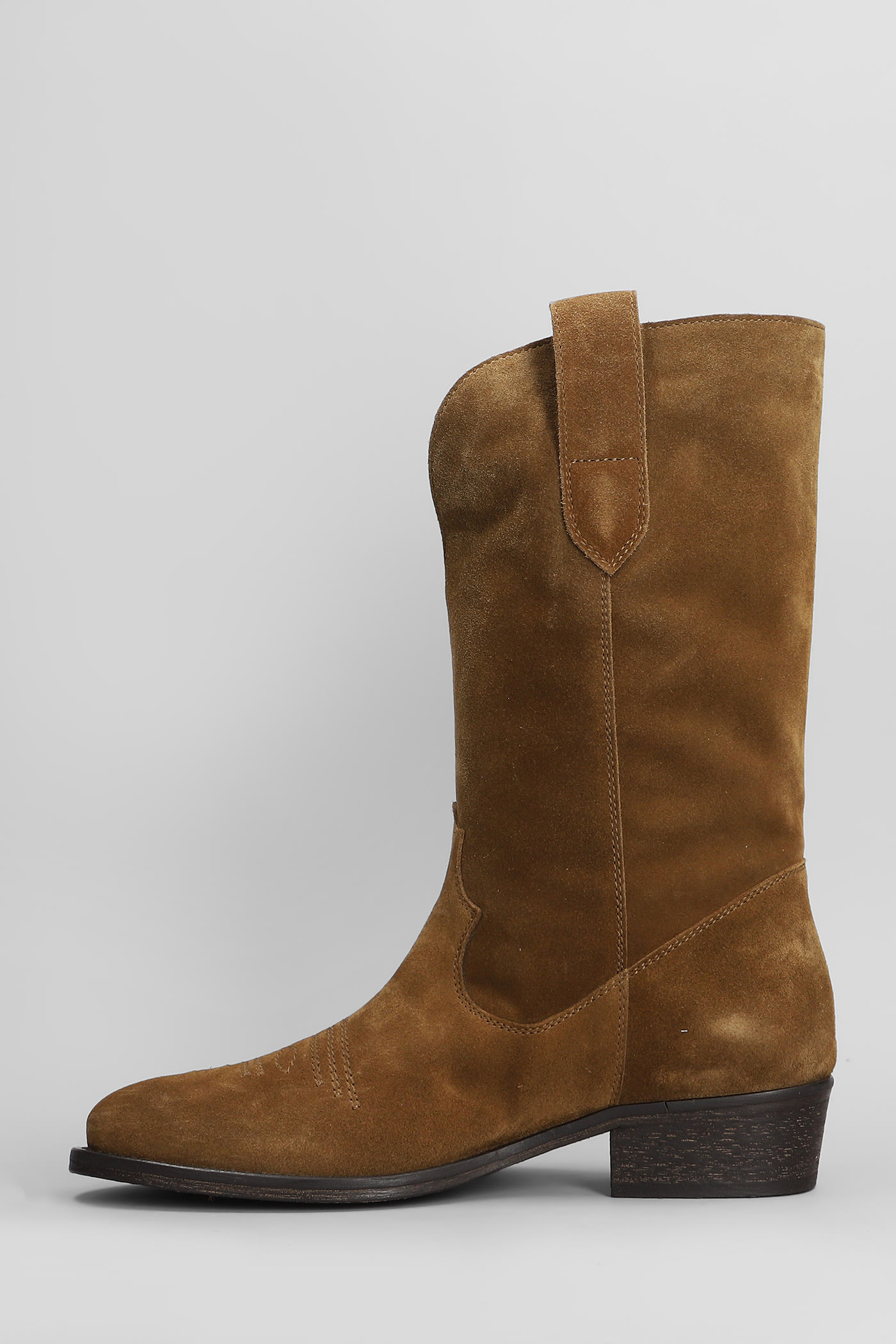 Shop Via Roma 15 Texan Ankle Boots In Leather Color Suede