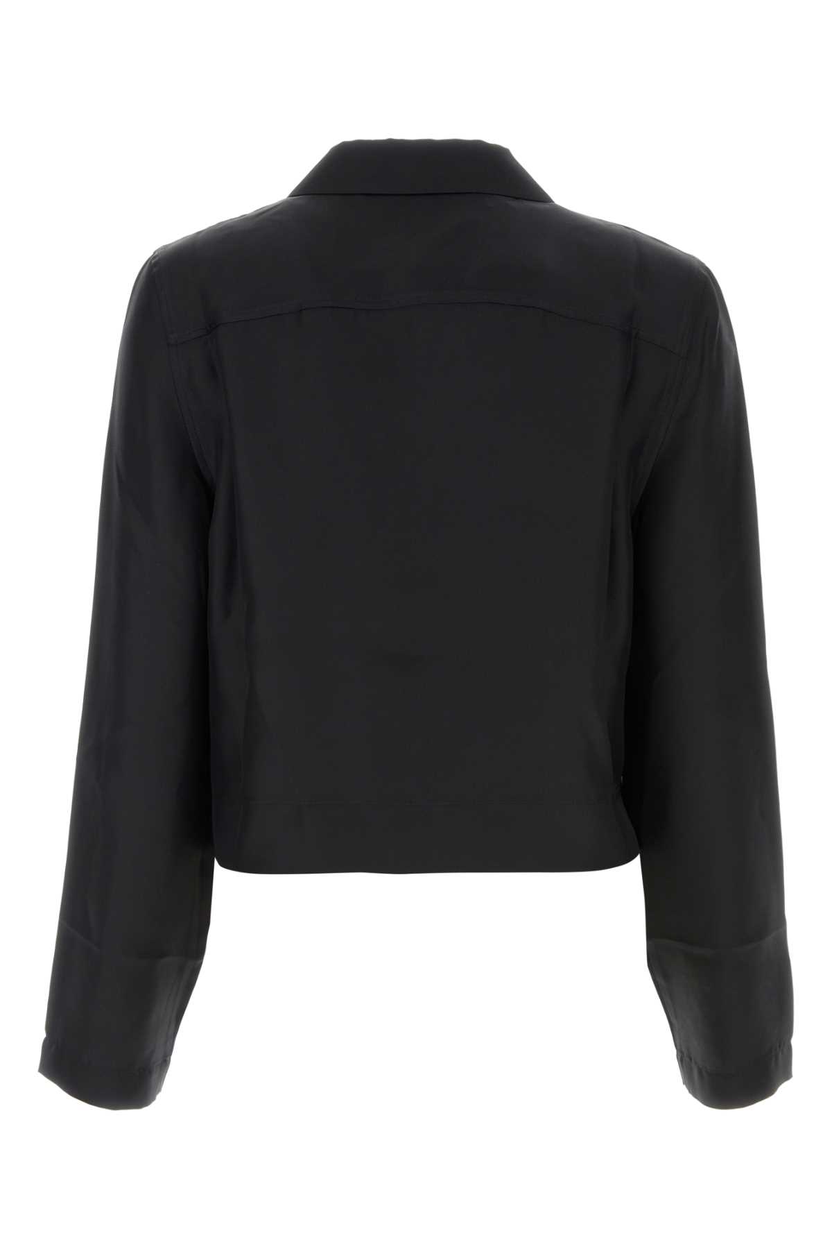 Shop Loulou Studio Black Silk Aloma Shirt