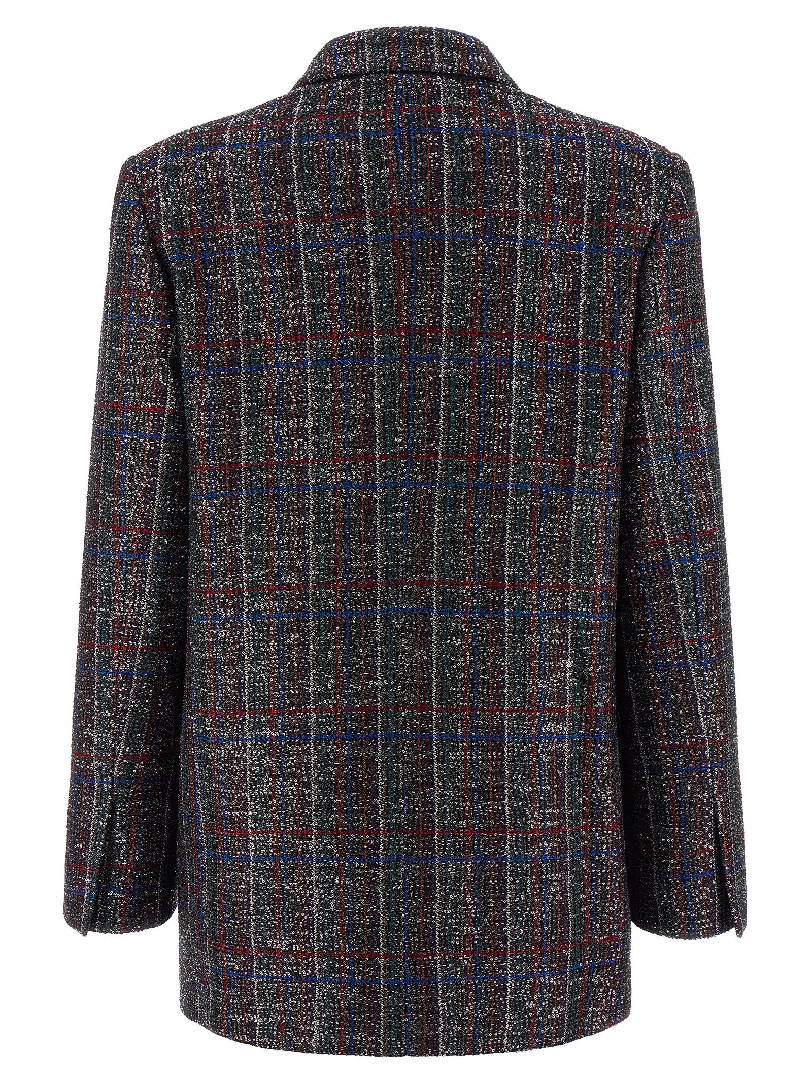 Missoni Double-breasted Checked Blazer Featuring Sequins In Black