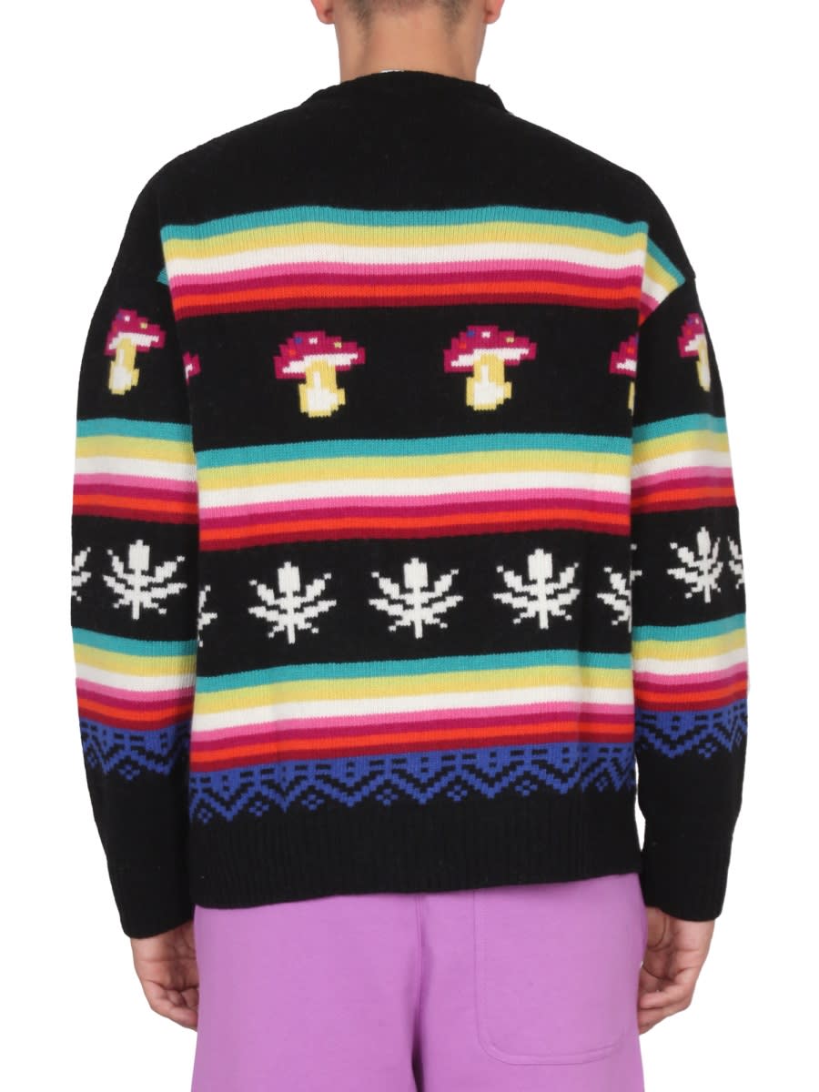 Shop Msgm Wool Crew Neck Sweater In Multicolour