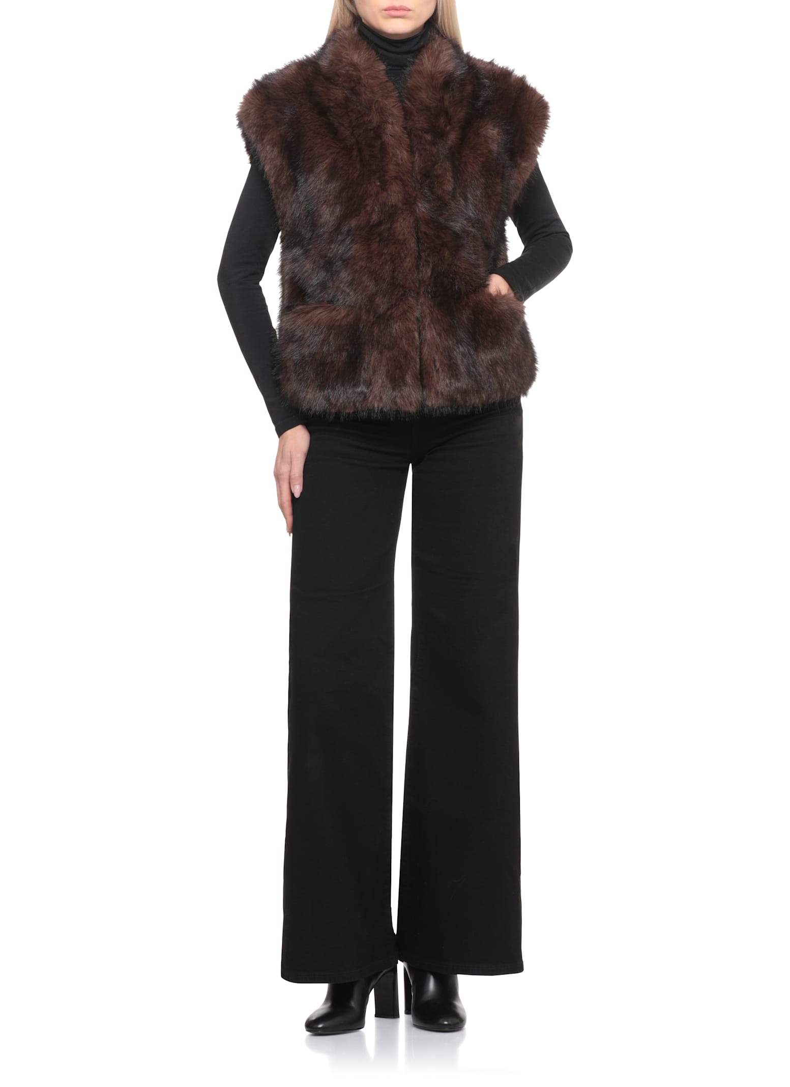 Betta Corradi Syntetic Fur Vest In Brown
