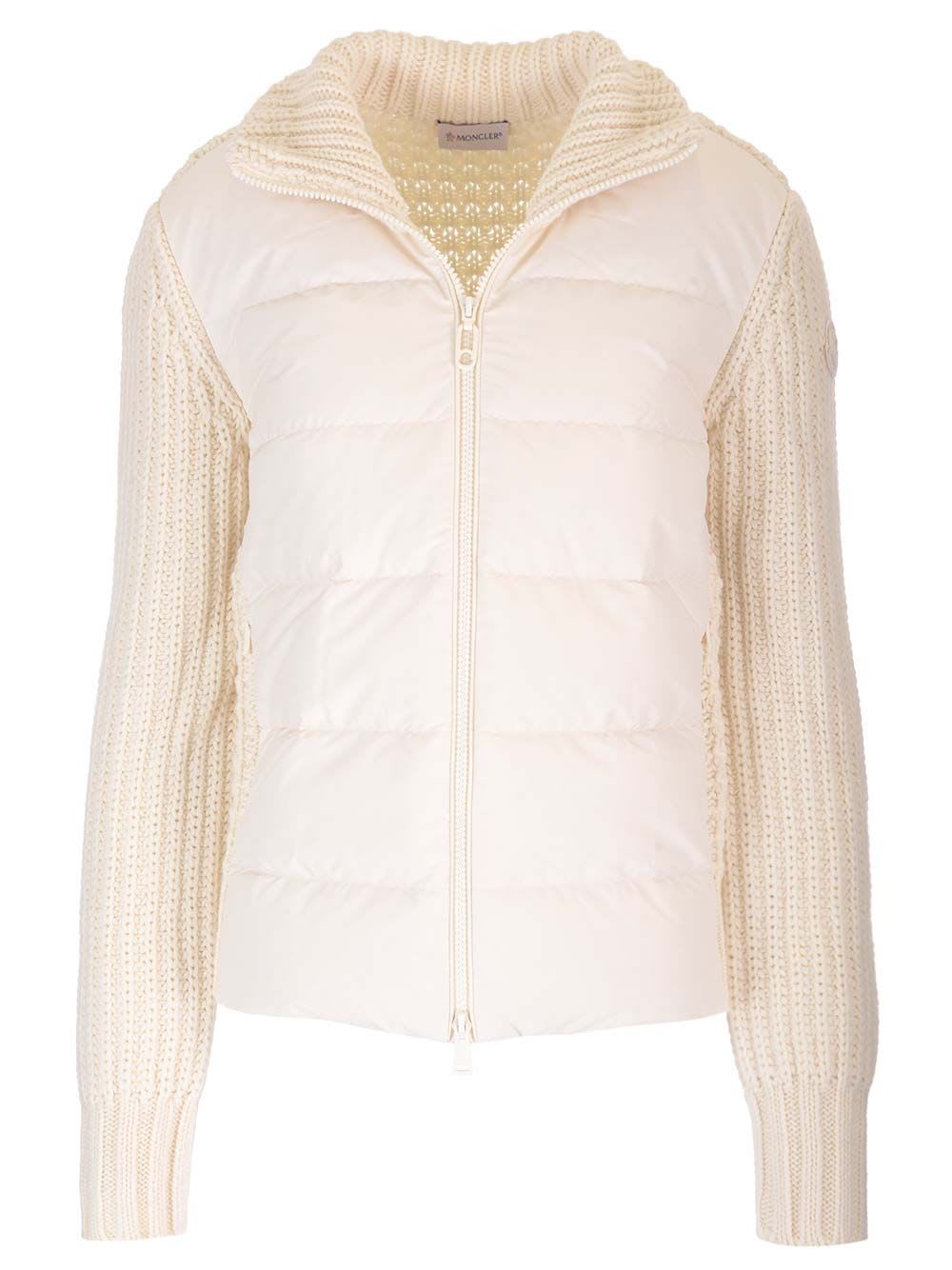 Shop Moncler Zipped Cardigan In White