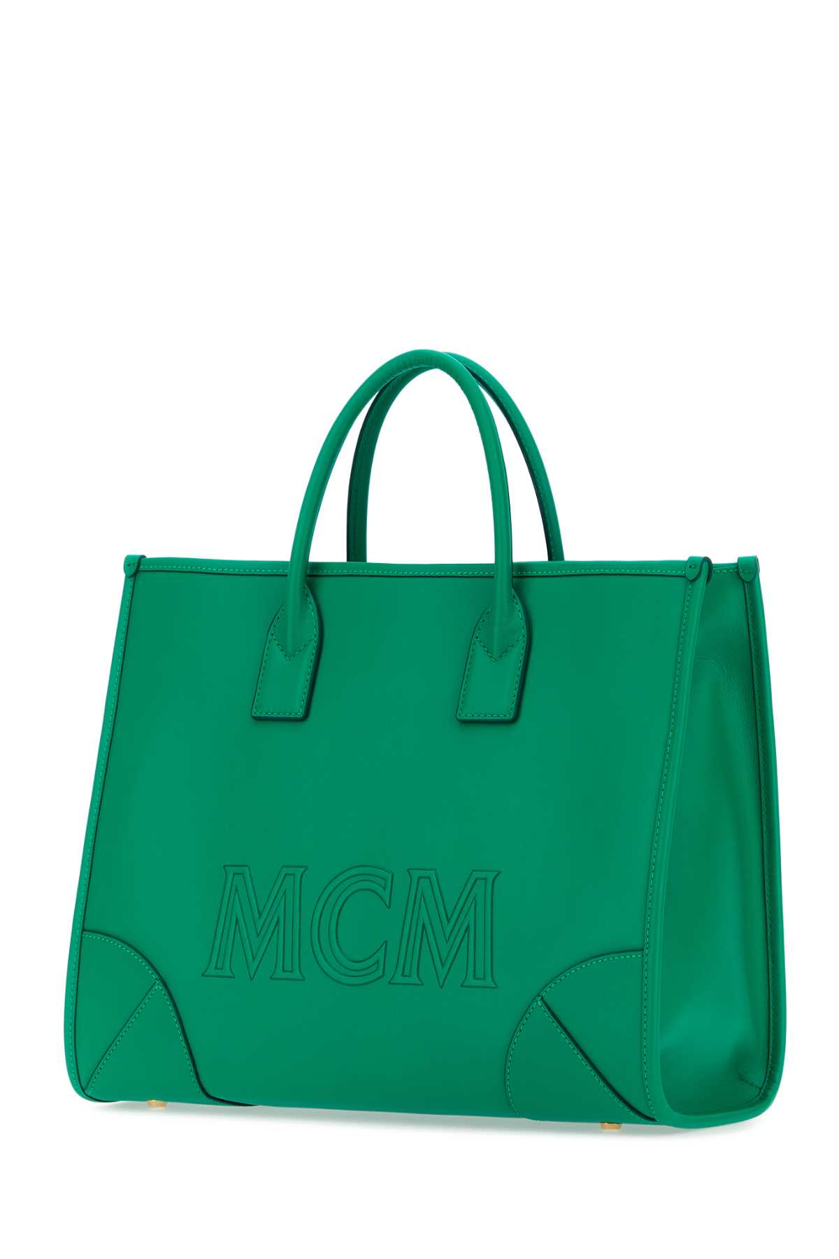 Mcm Green Leather Large Mã¼nchen Handbag In Bosphorus