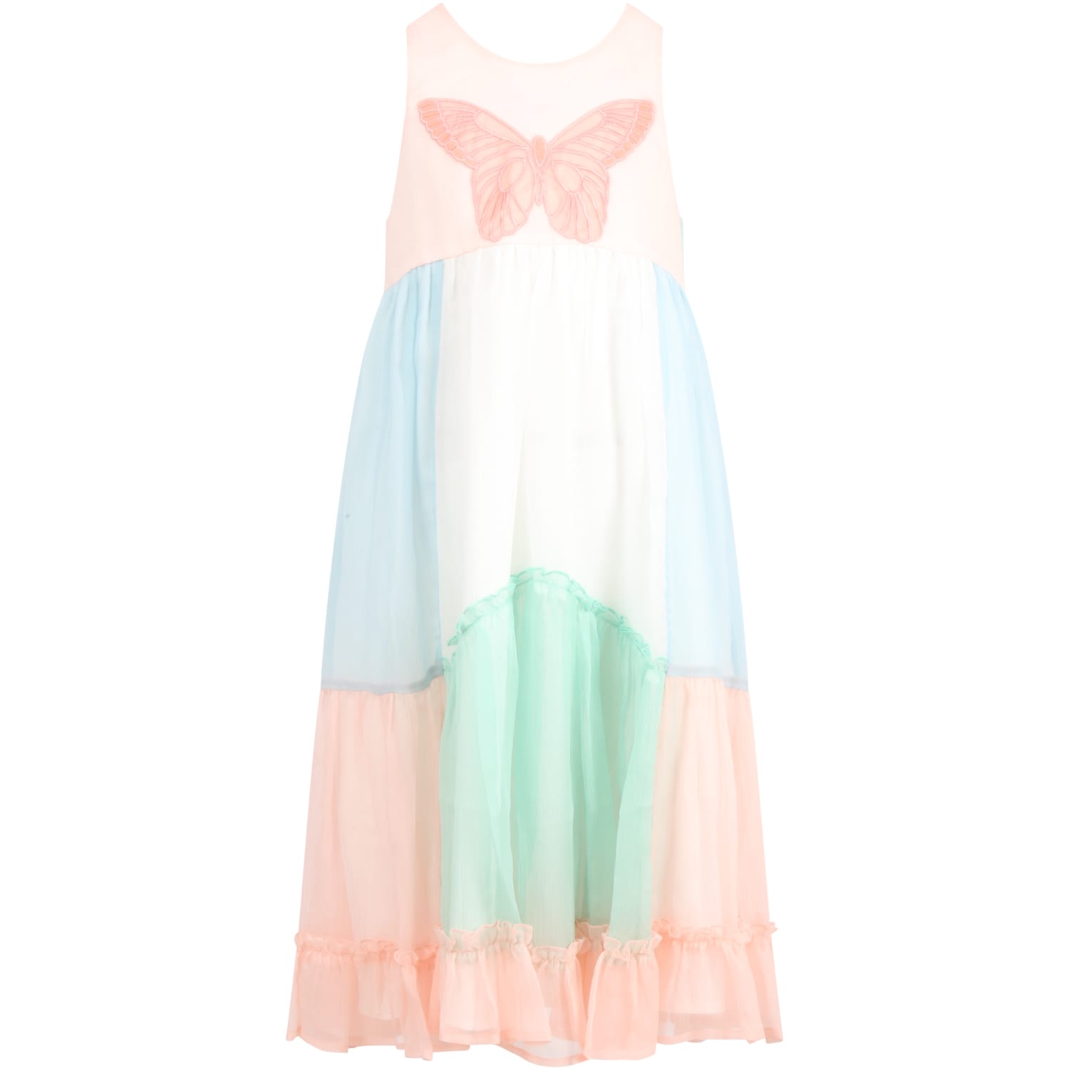 Photo of  Stella McCartney Kids Muliticolor Dress For Girl With Butterflay- shop Stella McCartney Kids Dresses online sales