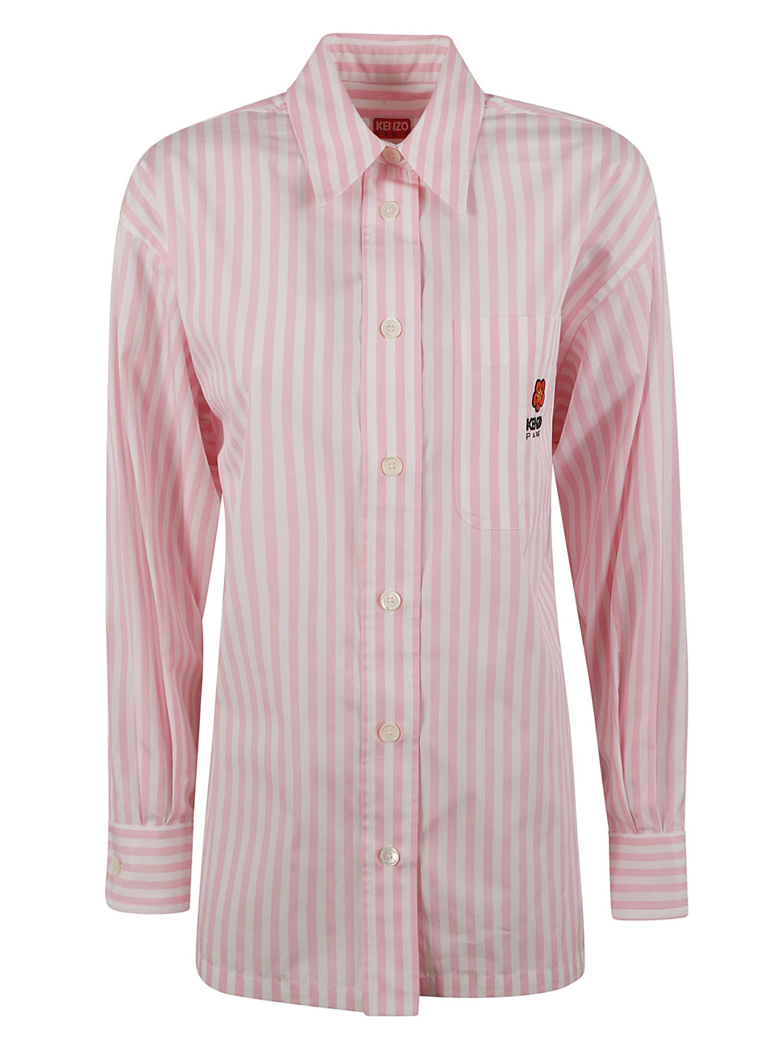 Kenzo Boke Flower Stripe Shirt In Faded Pink