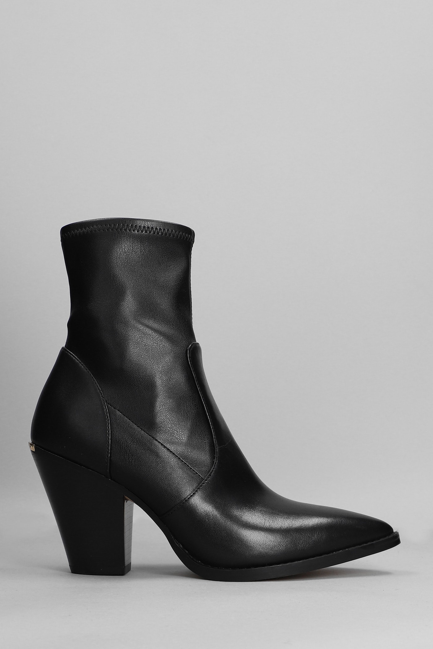 Michael Kors Dover Heeled High Heels Ankle Boots In Black Leather