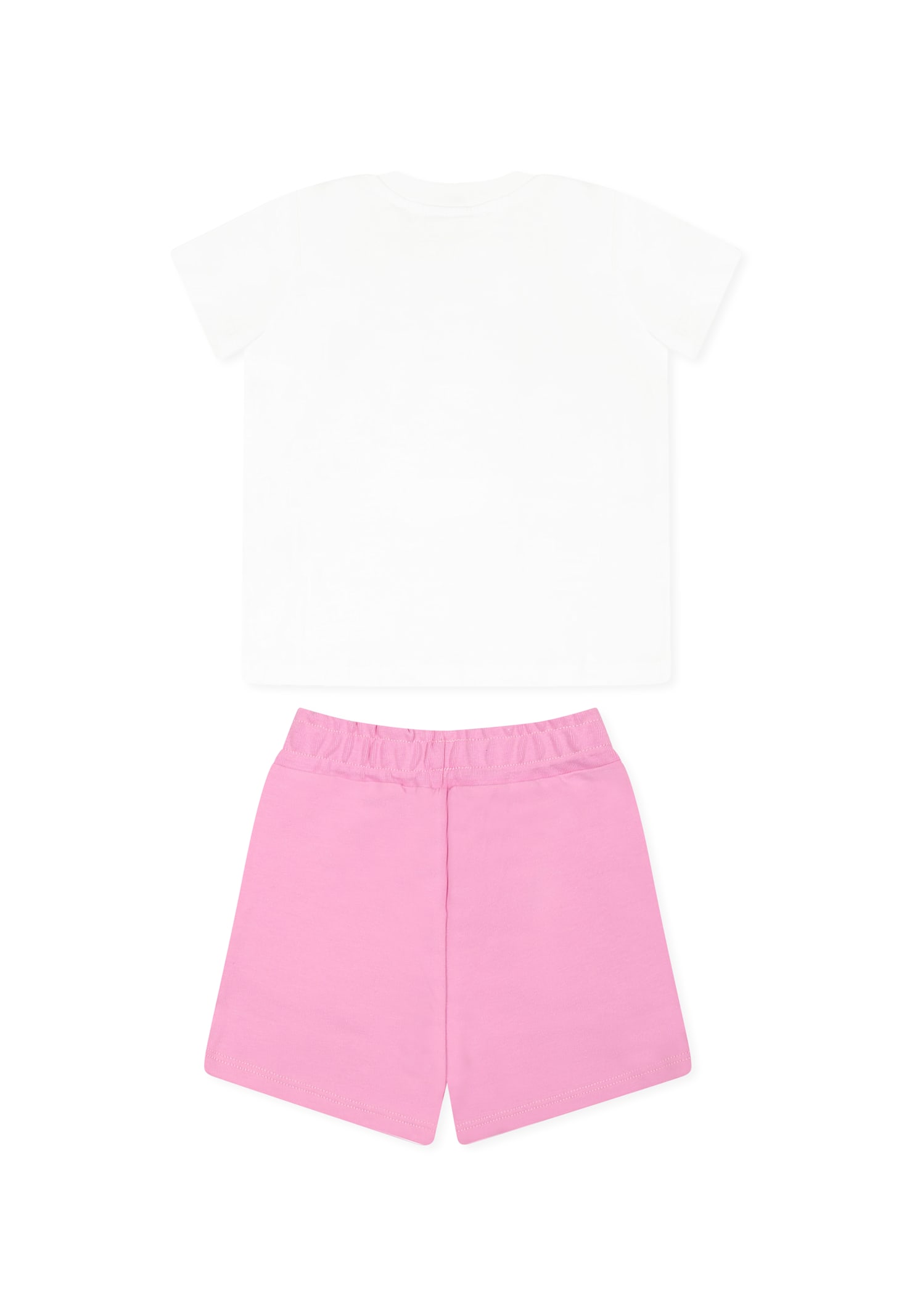 Msgm Pink Suit For Baby Girl With Logo In Pink
