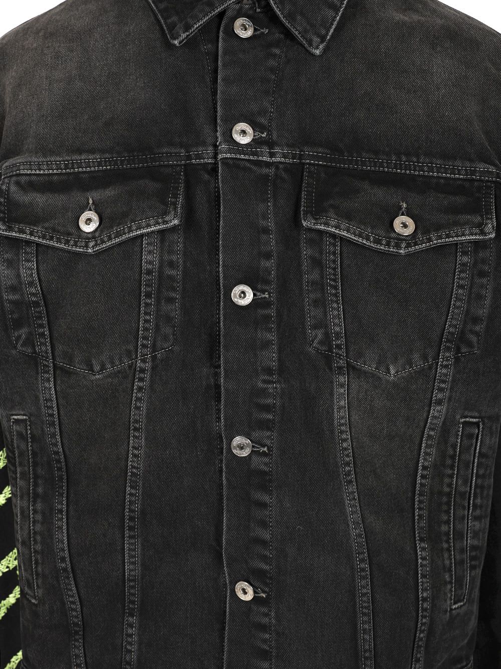 Off-white Diagonal Arrow Outline Embroidered Denim Skate Jacket