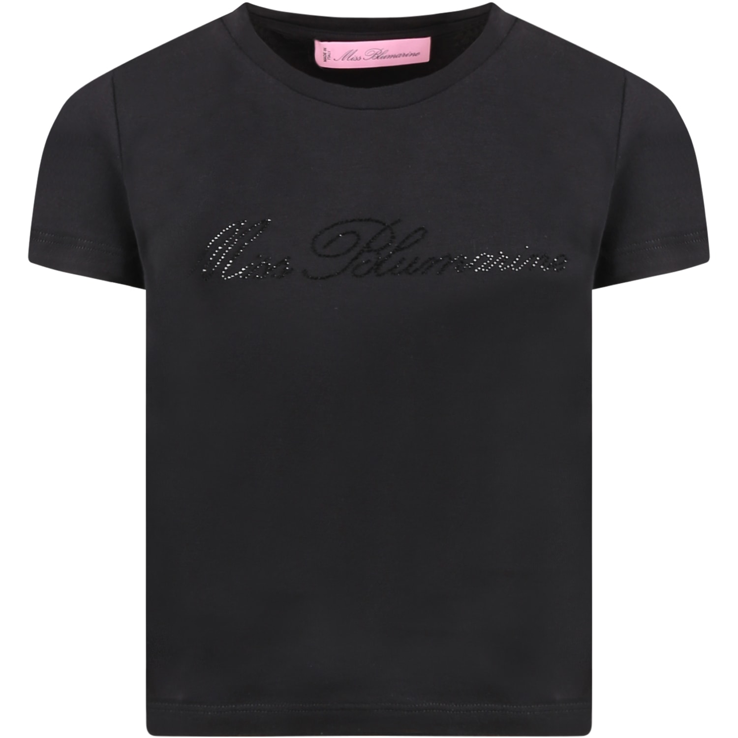 Blumarine Black T-shirt For Girl With Logo