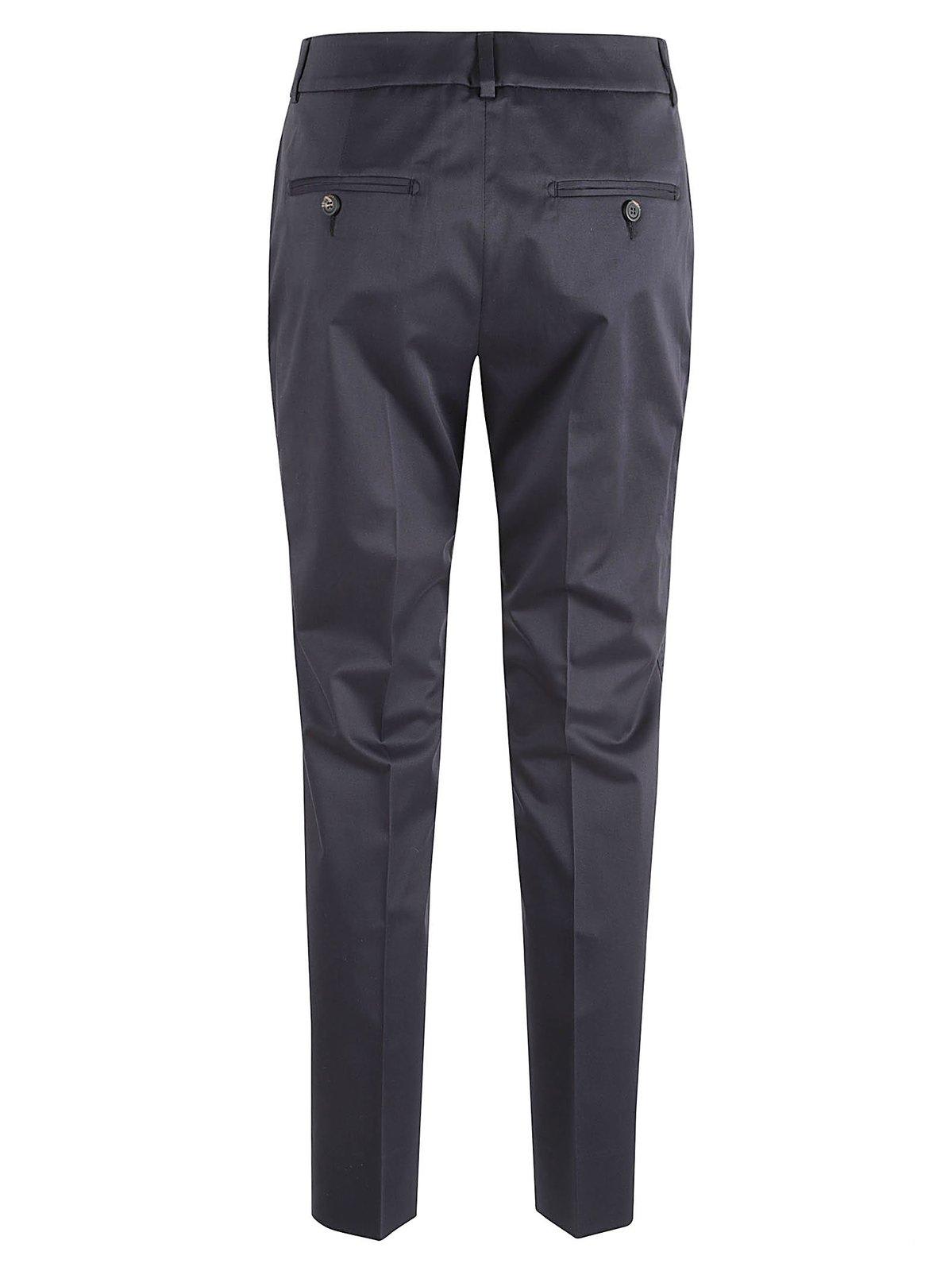 Shop Peserico Mid-rise Stretched Tailored Trousers In Blue