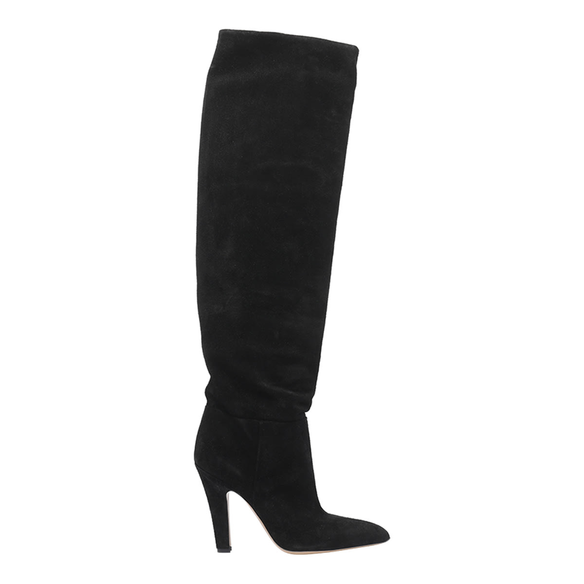 Paris Texas Over-the-knee Suede Pointed Toe Boots In Black