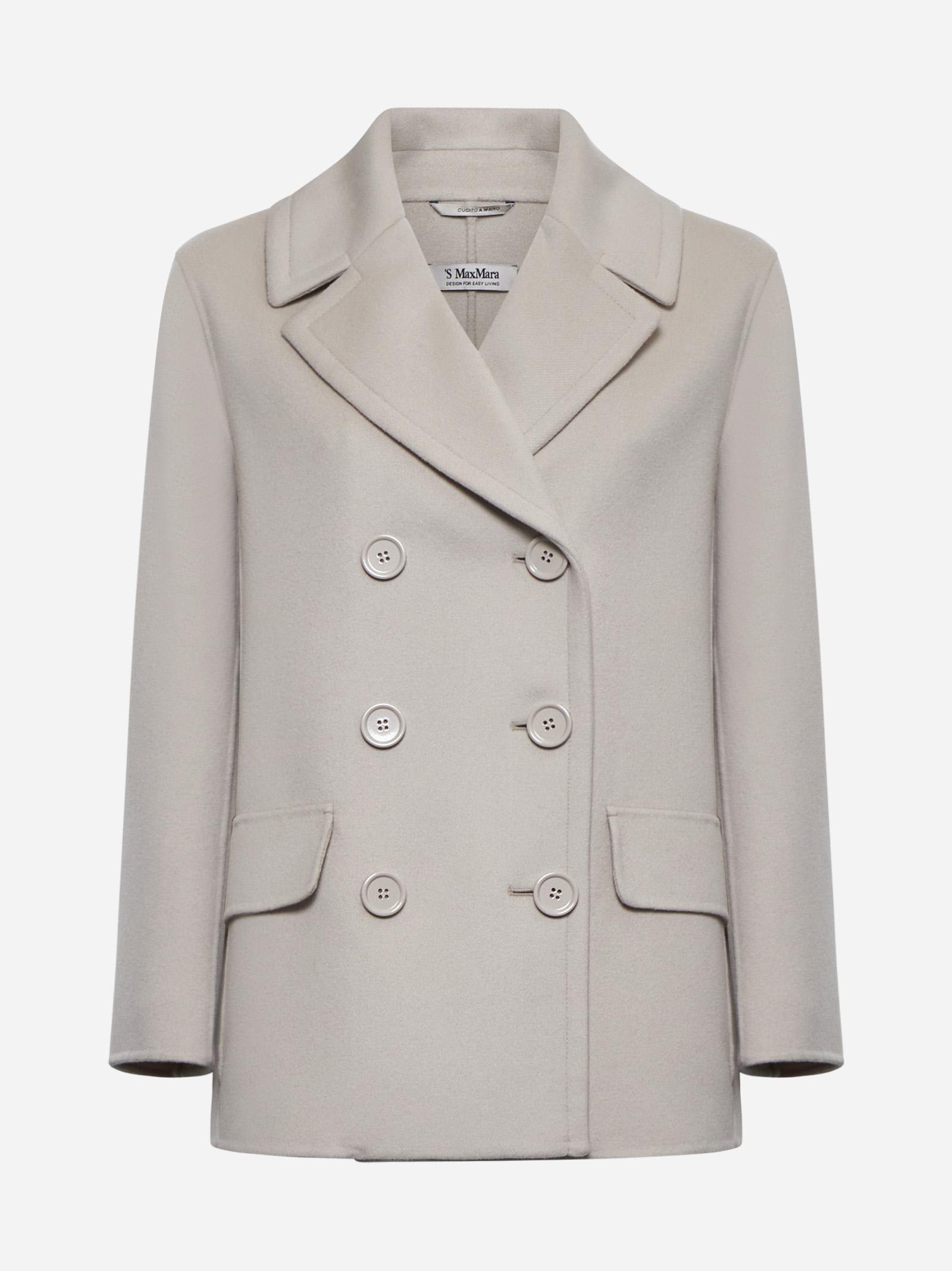 Shop 's Max Mara Efebo Wool Peacoat In Ecru