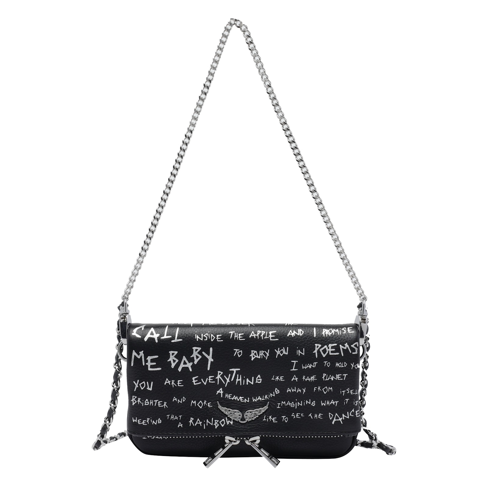 Zadig & Voltaire Nano Rock Graffiti Crossbody Bag In Black