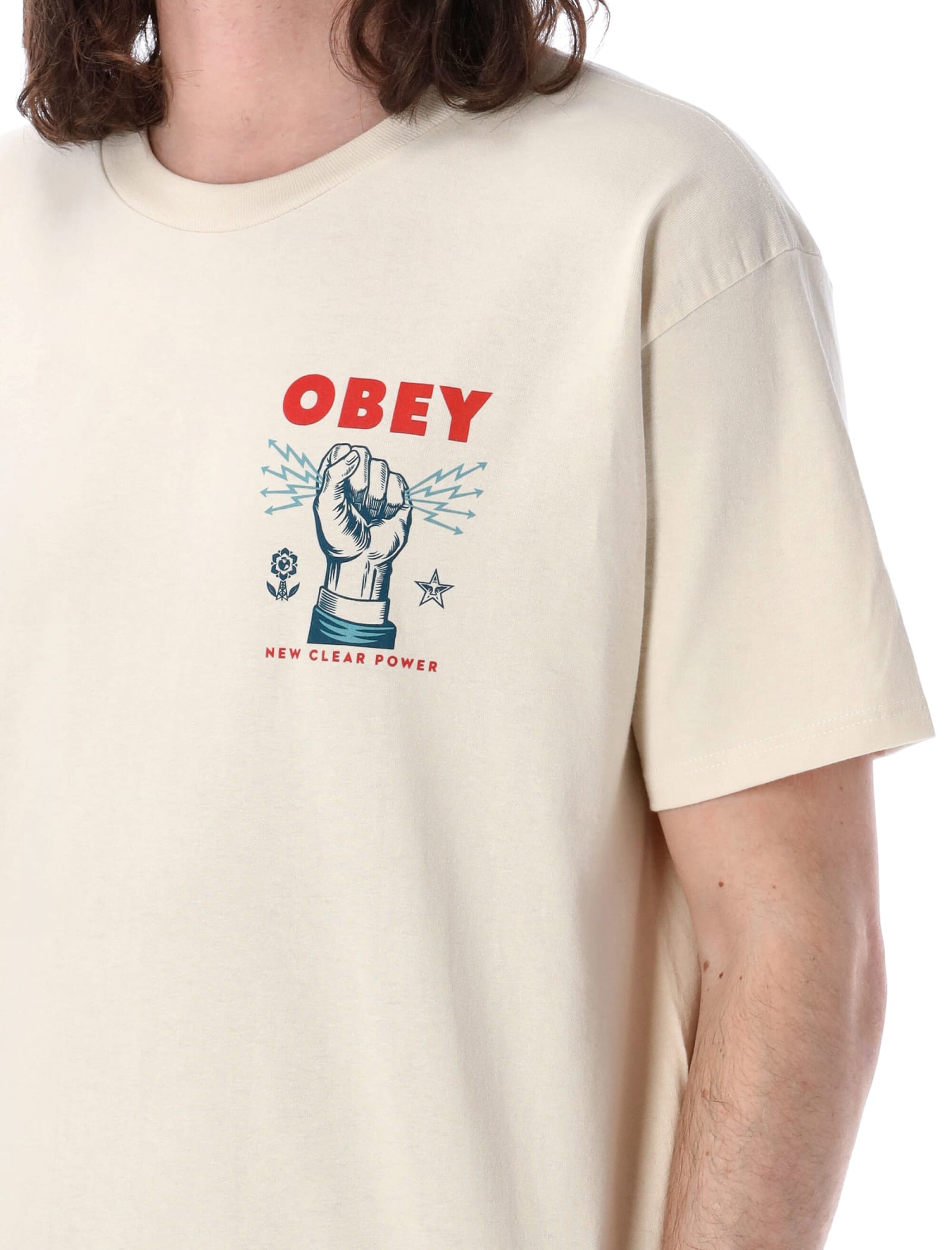 Shop Obey New Clear Power T-shirt In Cream