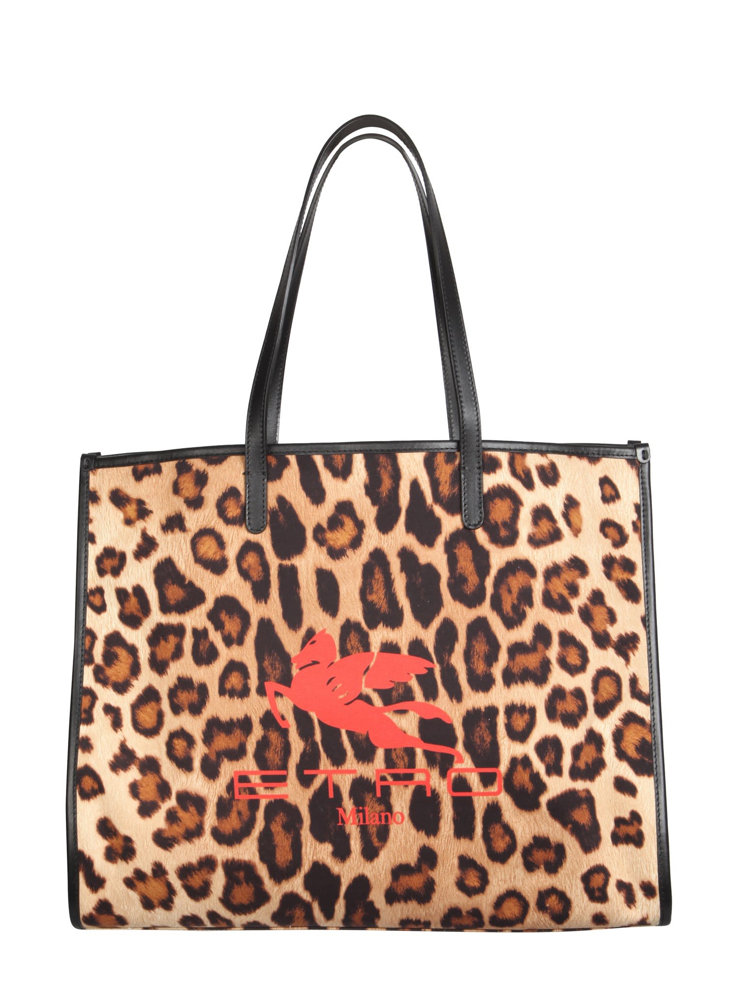 Etro Leopard Print Canvas Tote Bag