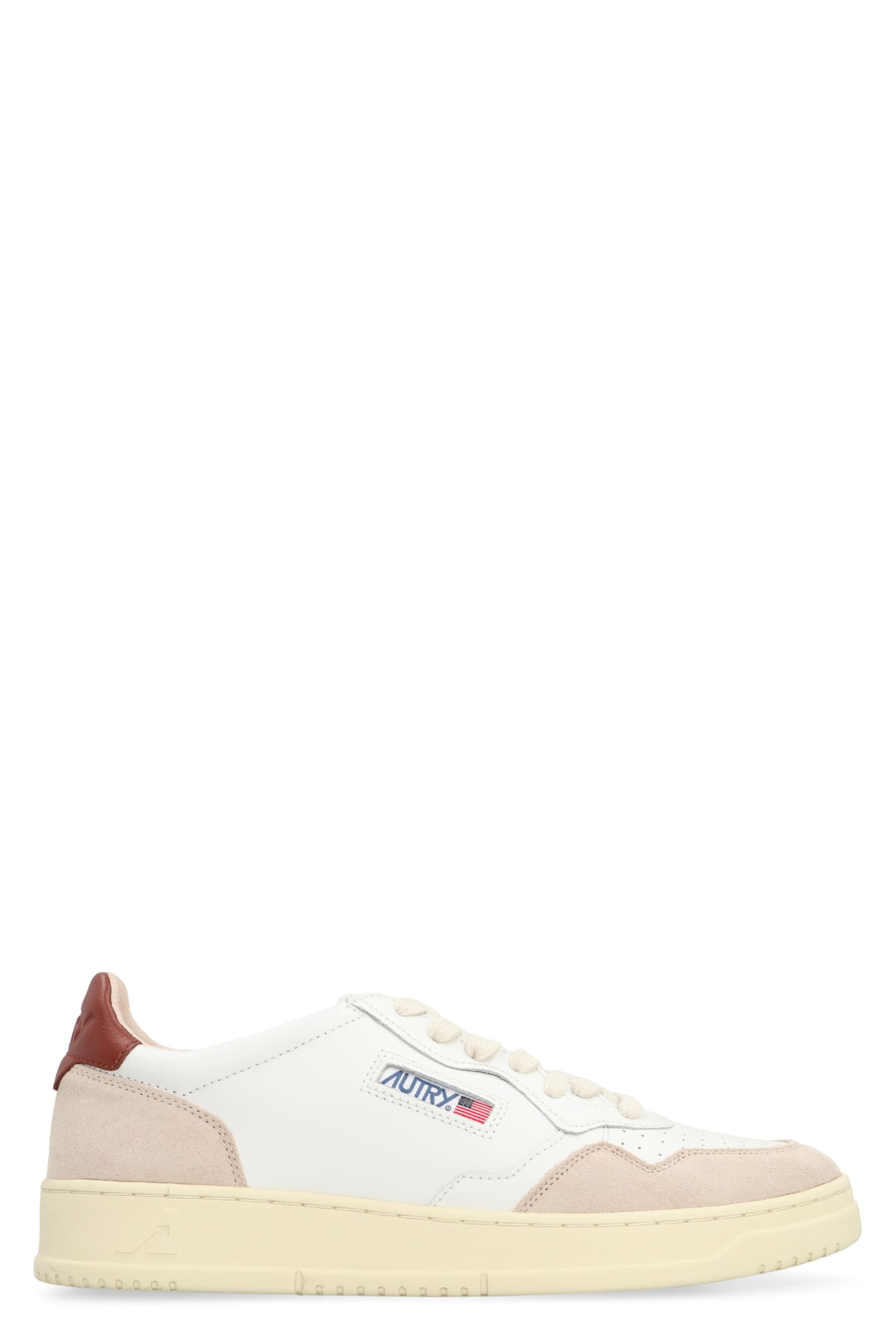 Autry Leather Suede-panelled Sneakers In White