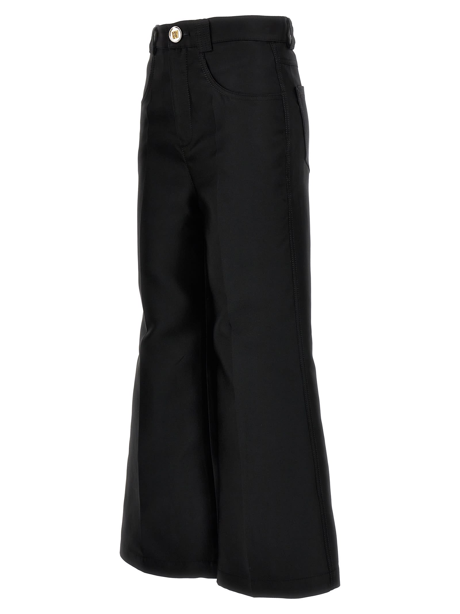 Shop Giambattista Valli Cropped Silk Blend Pants In Black