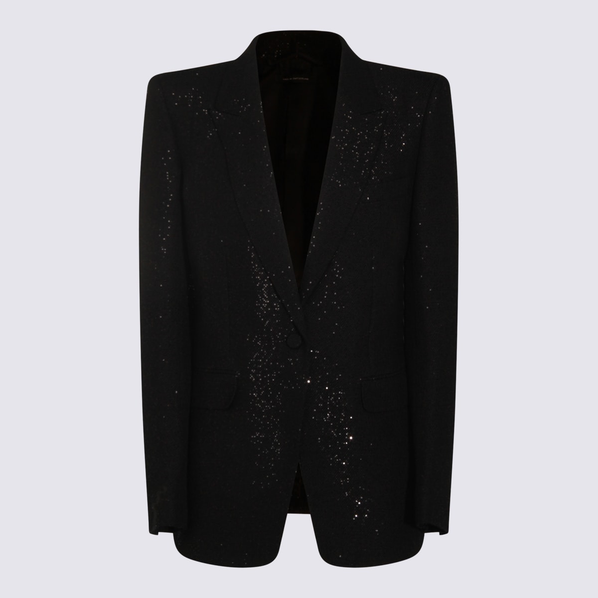Tom Ford Sequined Wool Blend Crepe Single Breasted Jacket Clothing In Black