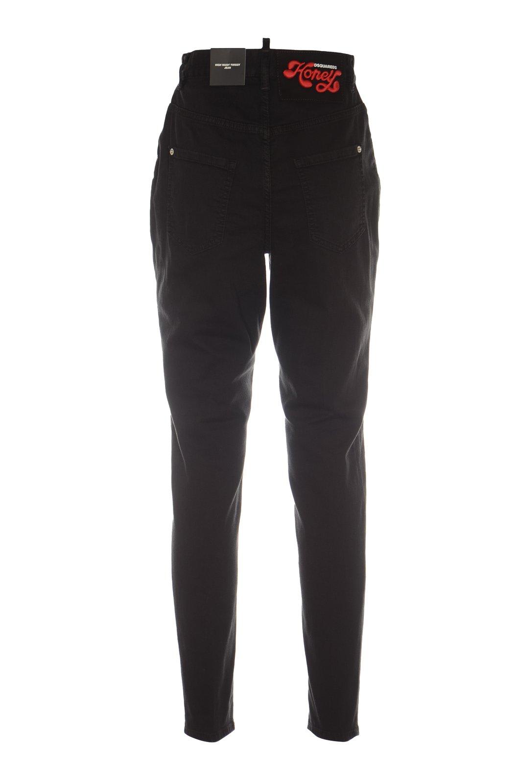 Shop Dsquared2 Honey Dyed Curvy Baggy Jeans In Nero