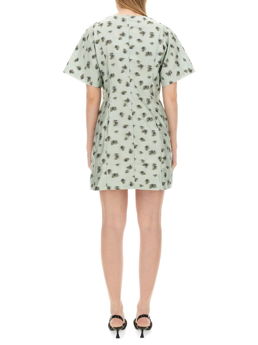 Shop Ganni Mini Dress In Green