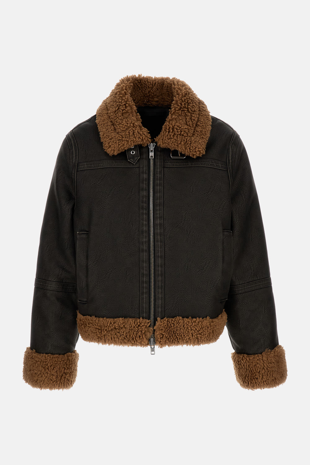 Stand Studio Shearling-trimmed Faux-fur Jacket In Black