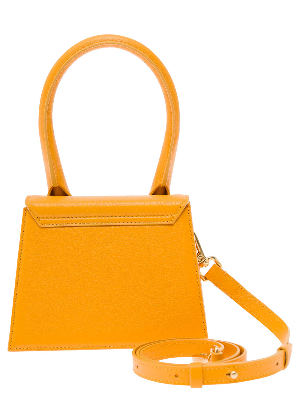 Shop Jacquemus Le Chiquito Moyen Orange Handbag With Logo Lettering Detail In Leather Woman