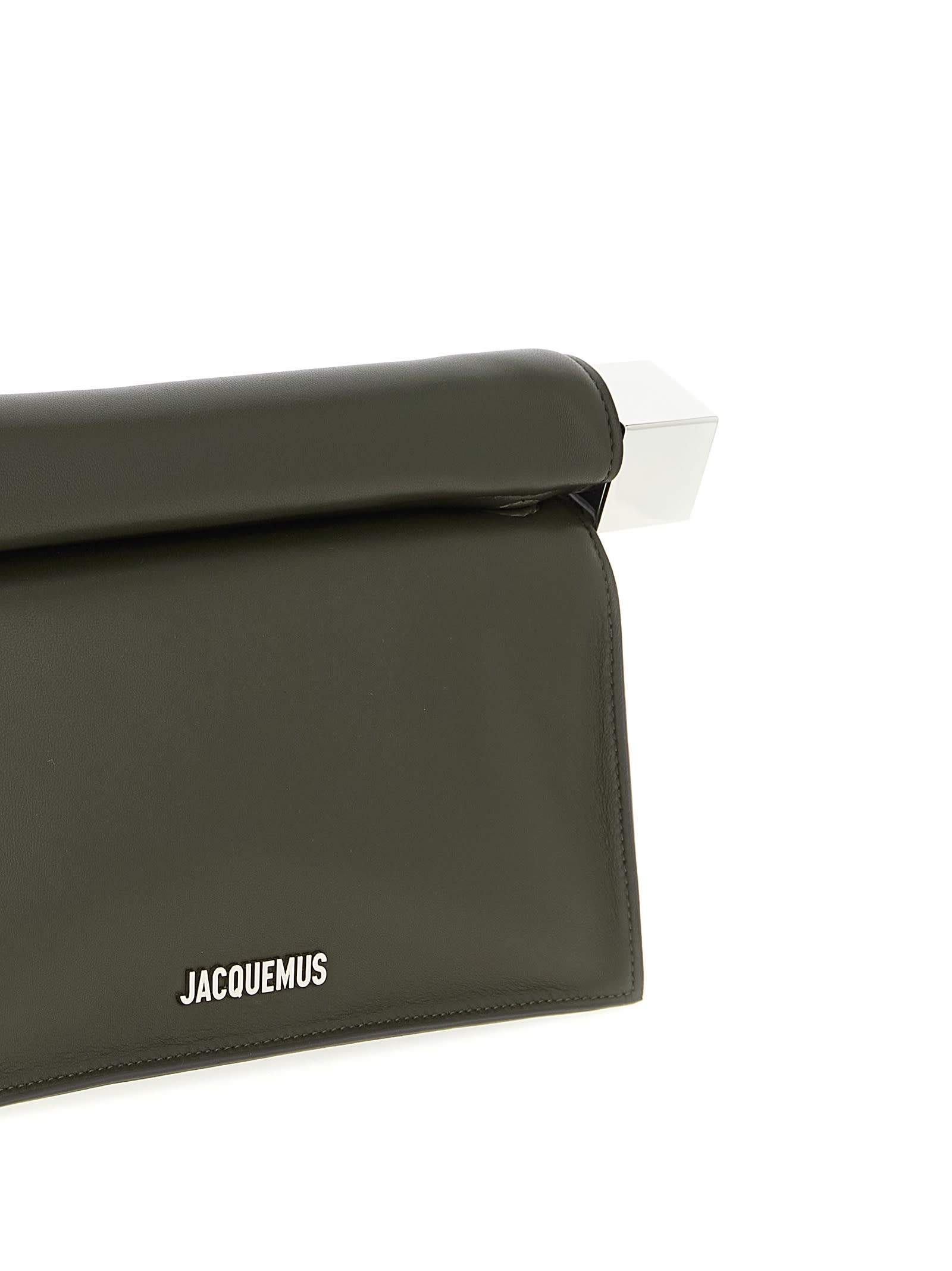 Jacquemus Dark Khaki Rond Carre Clutch In Green