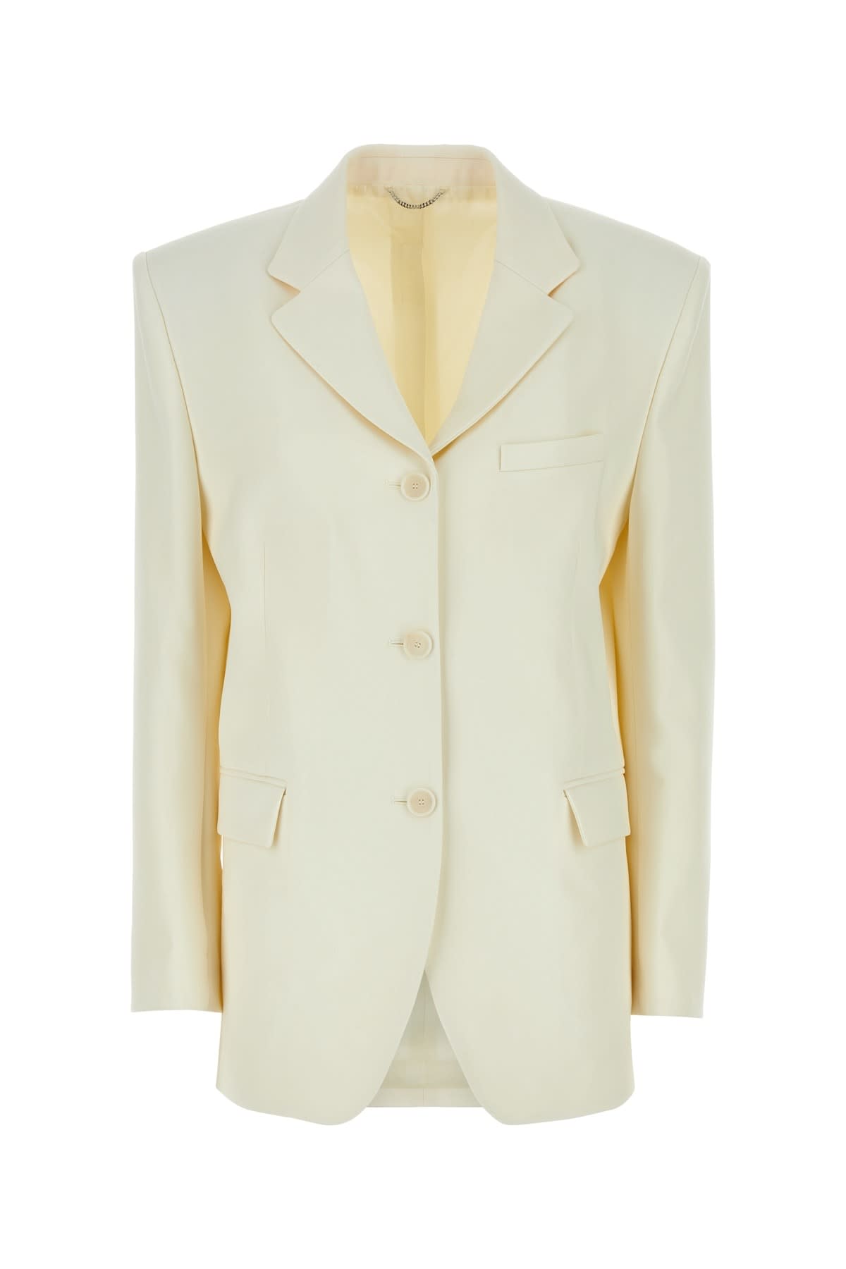 Ivory Wool Blend Oversize Blazer