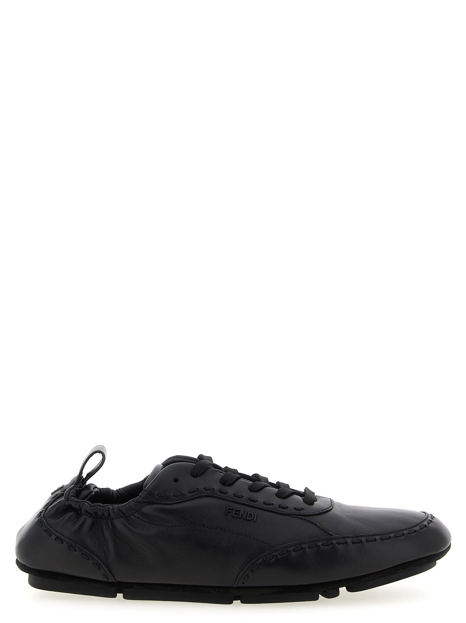 Fendi Stretchy Heel Round Toe Rubber Sole Sneakers In Black