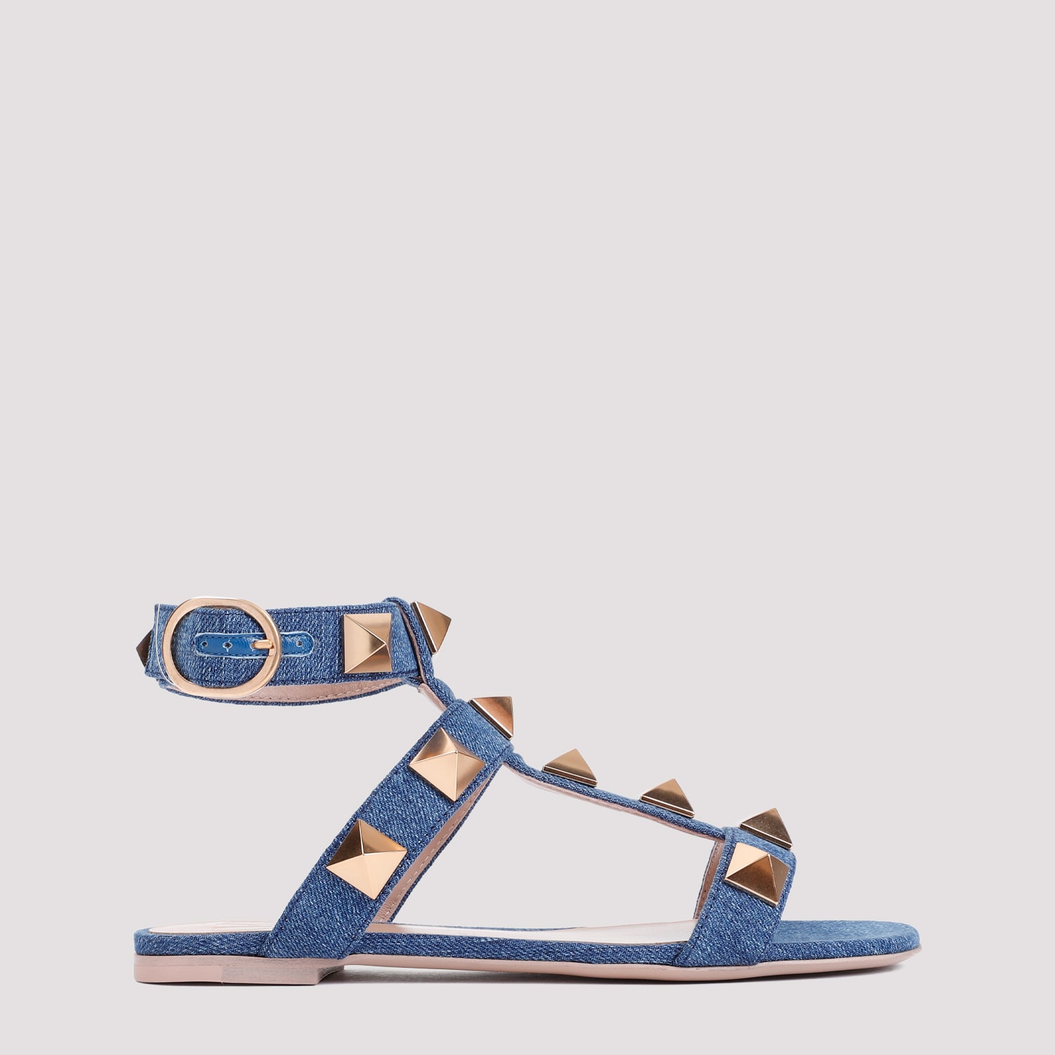 Shop Valentino Cotton Sandals In Denim