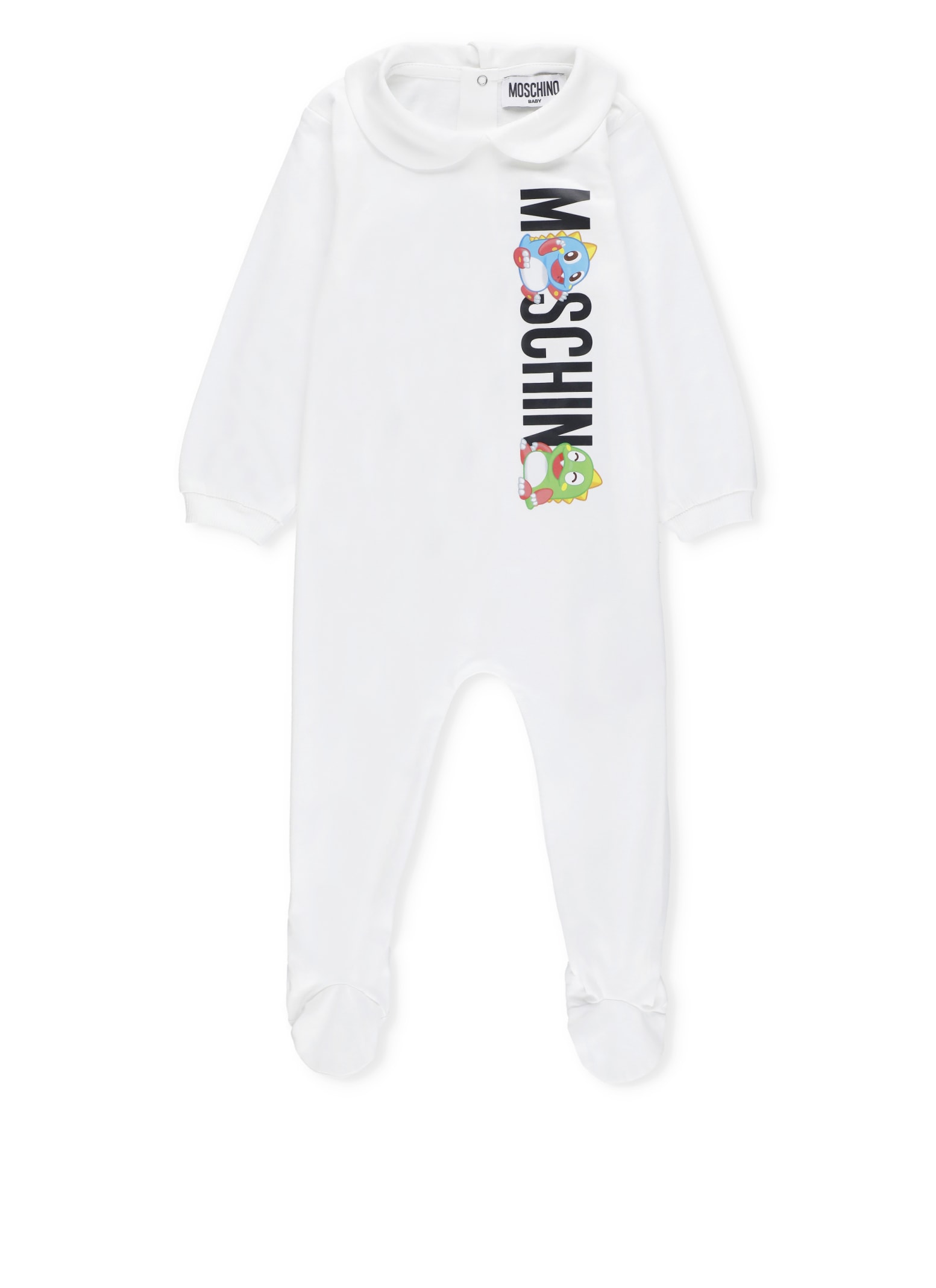 Shop Moschino Onesie With Print In White