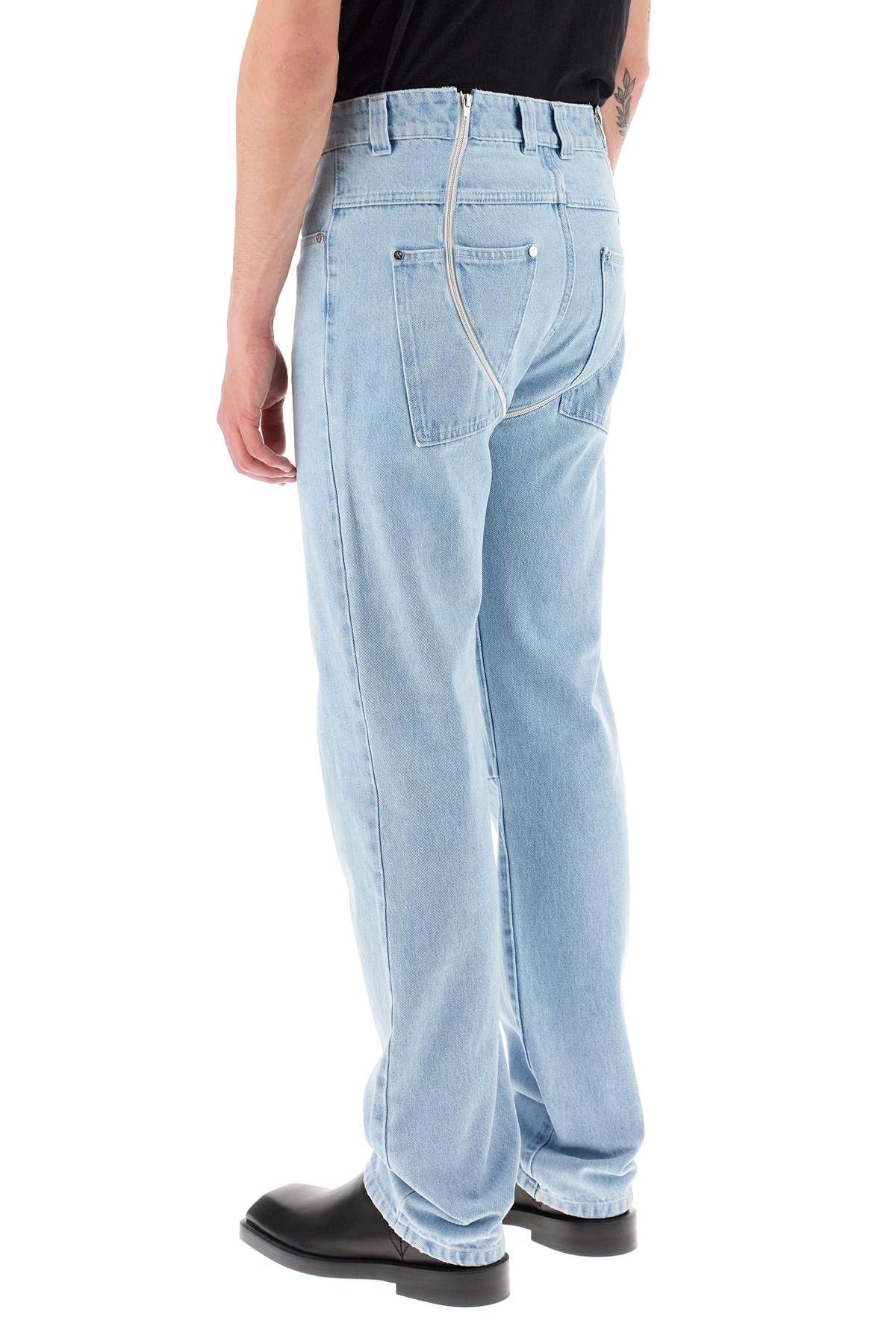 Shop Gmbh Straight Leg Jeans With Double Zipper In Light Indigo Blue (light Blue)