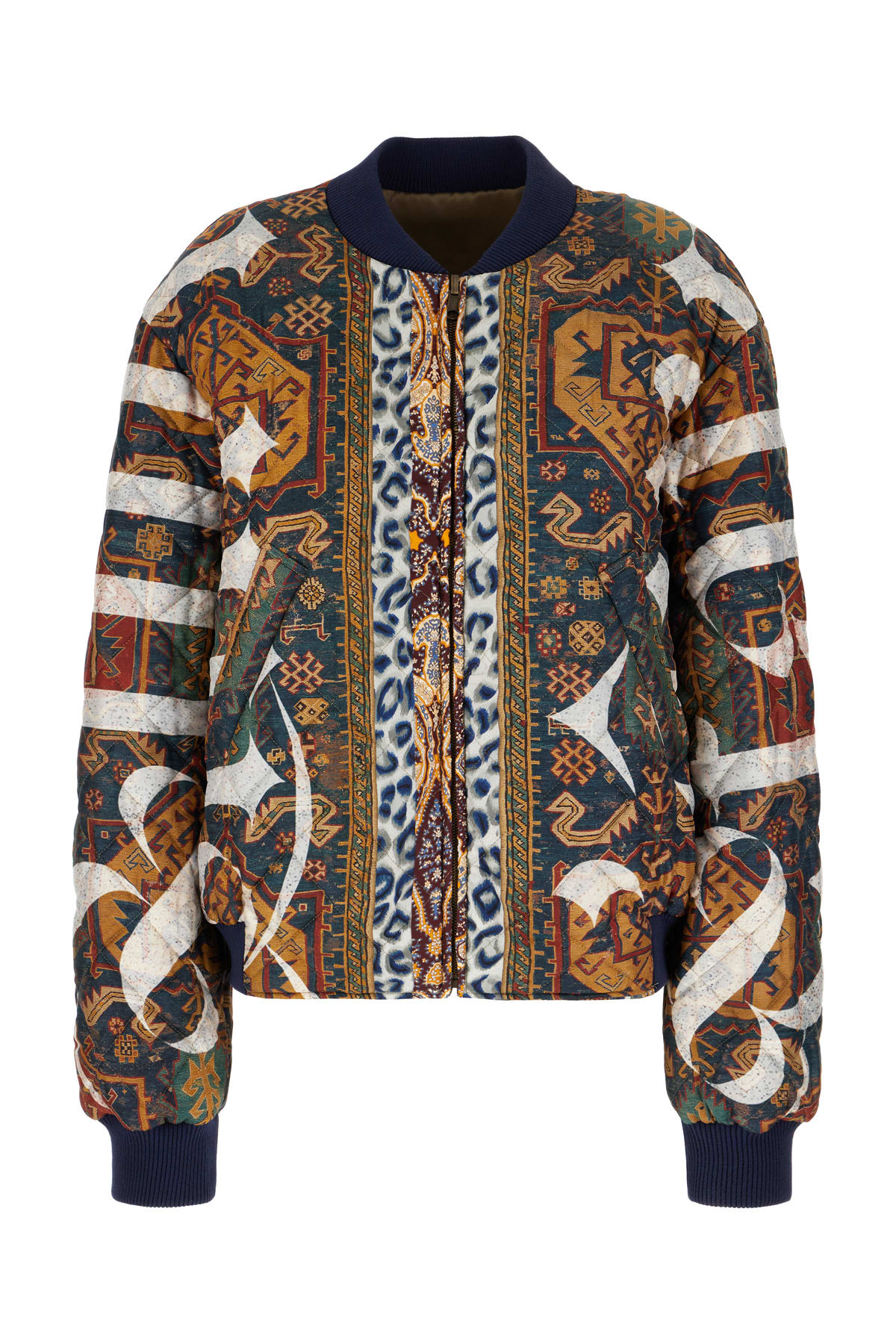 Shop Pierre-louis Mascia Printed Polyester Blend Reversible Bomber Jacket In 101