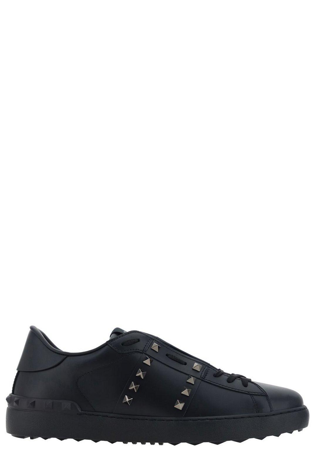 Shop Valentino Garavani Rockstud Untitled Lace-up Sneakers In Black