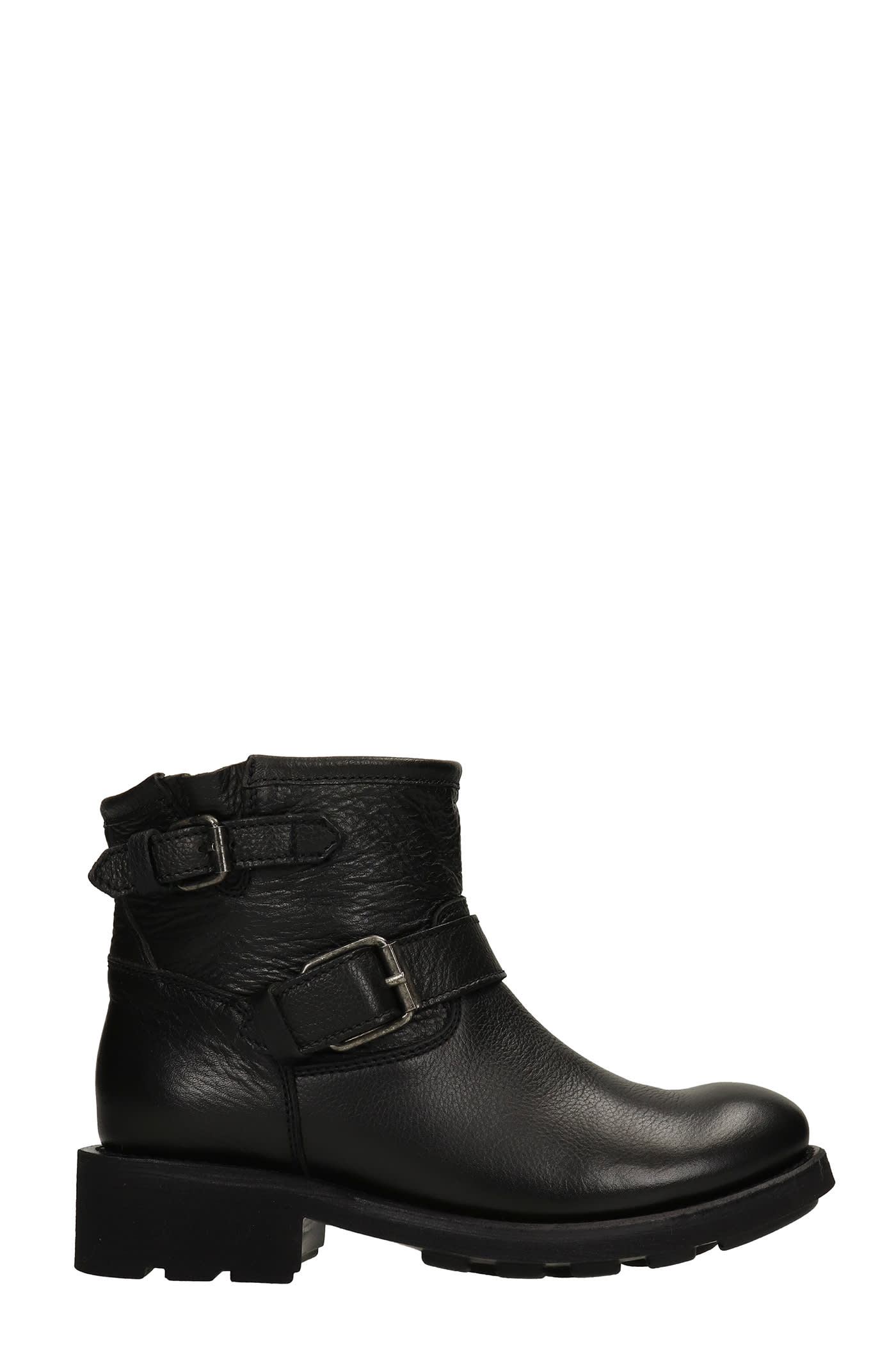 Ash Trick Low Heels Ankle Boots In Black Leather