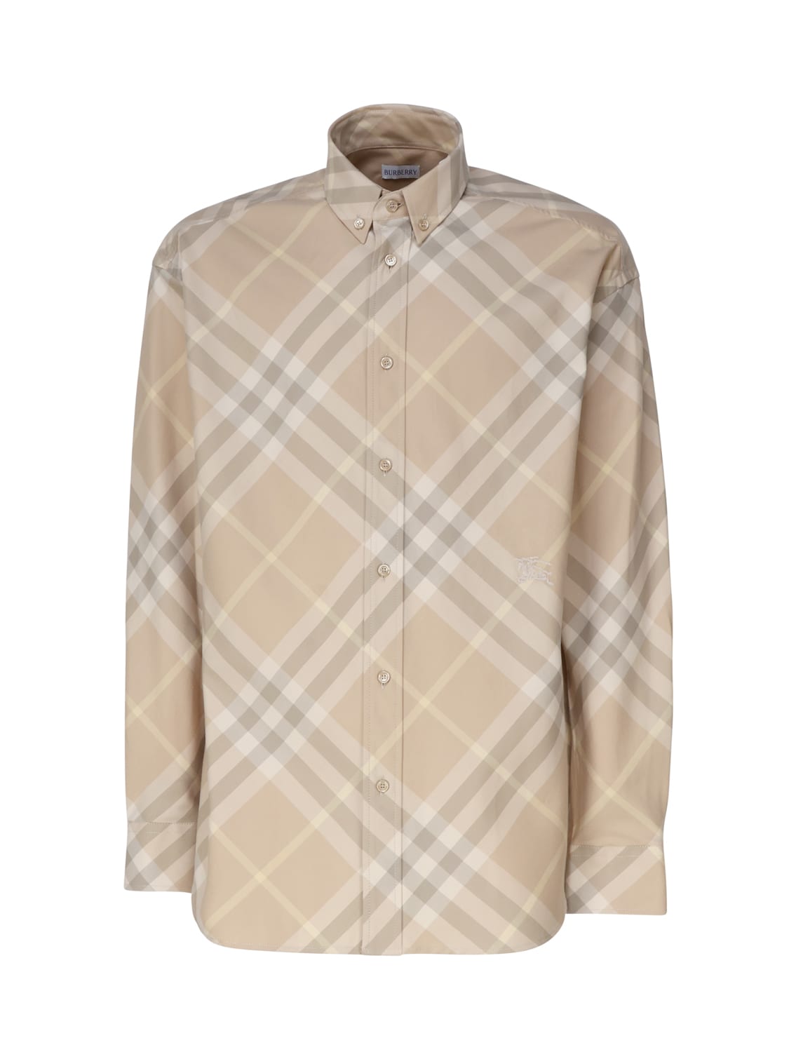 Shop Burberry Cotton Check Shirt In Flax