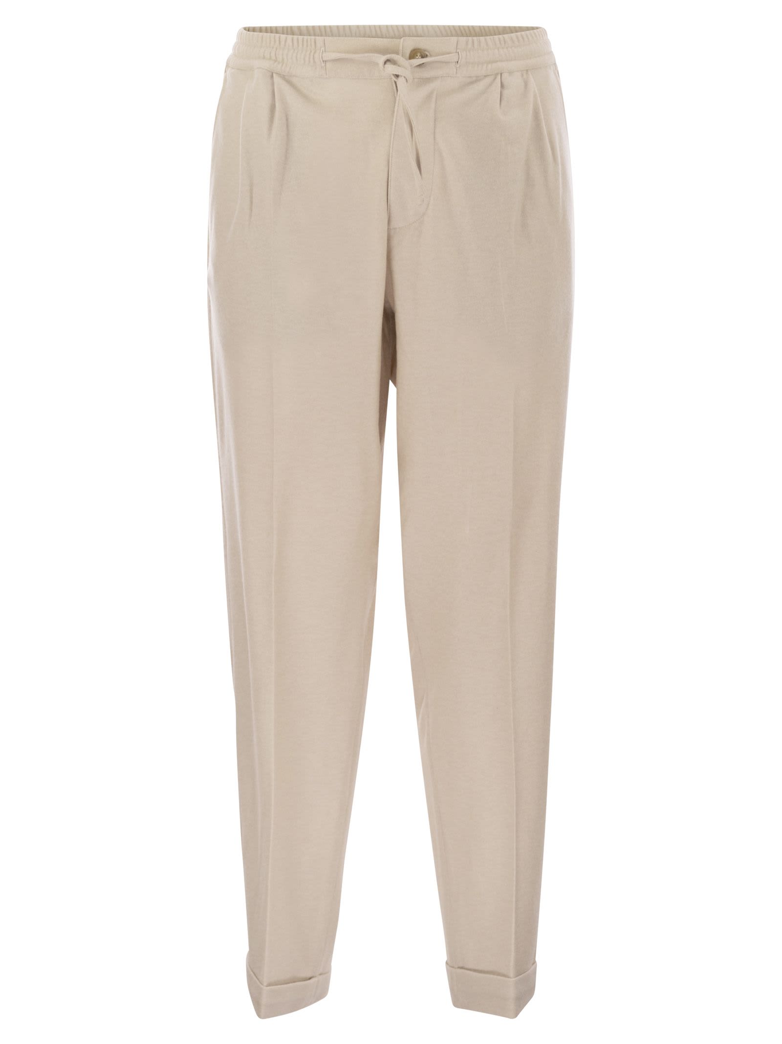 Fedeli Harvard Soft Cashmere Flannel Trousers In Neutral