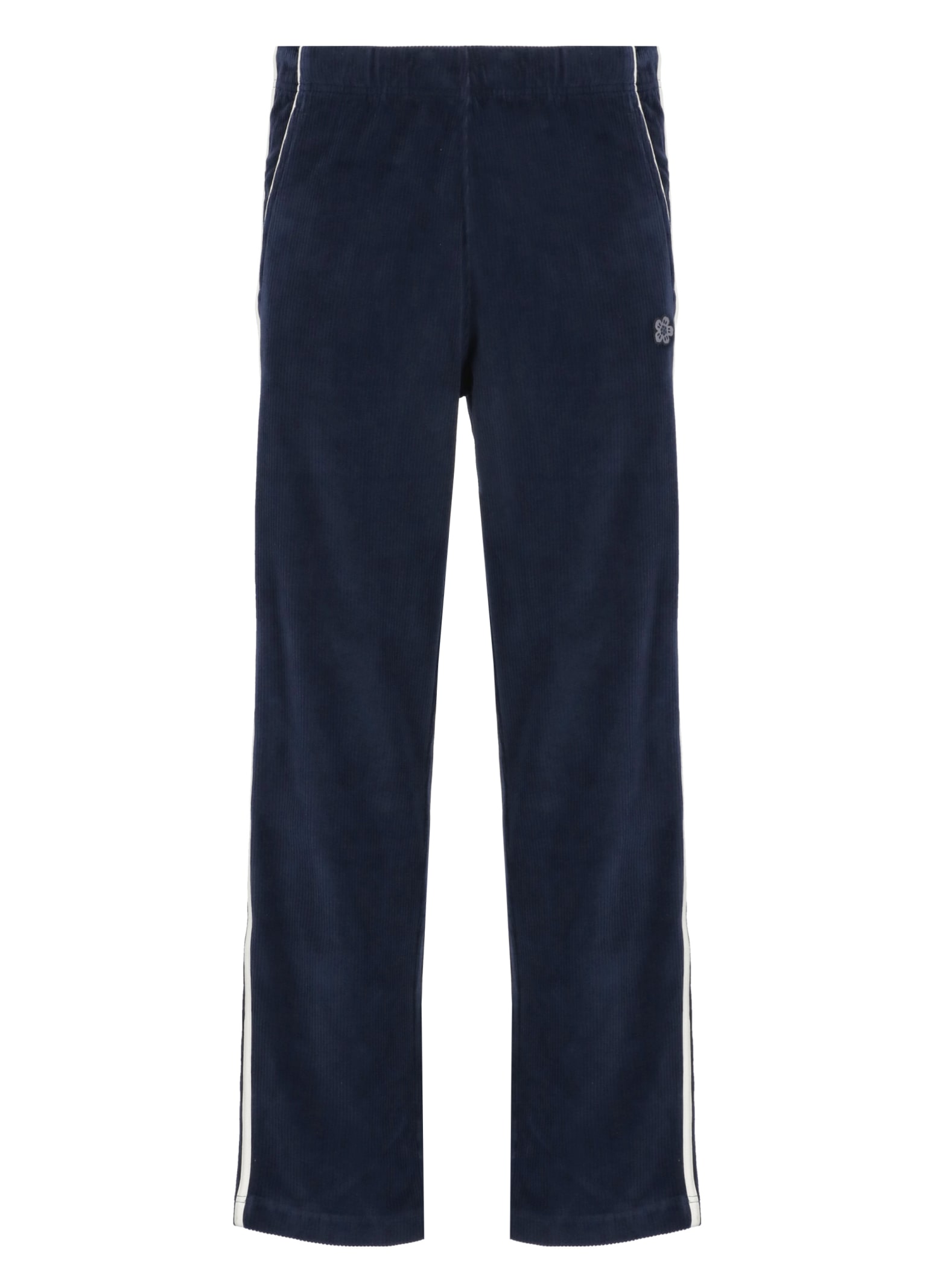 Shop Kenzo Boke Flower Velvet Track Pants In Blue