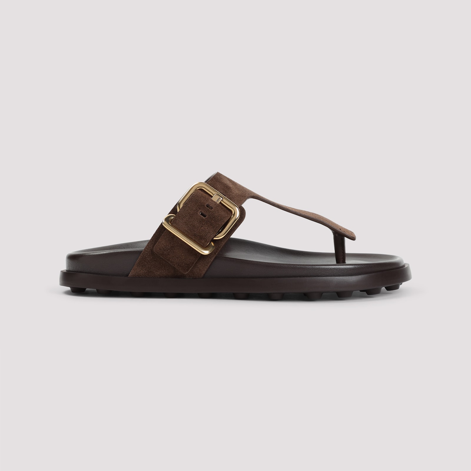 Tod's Buckle Detail Flat Sole Open Toe Slide In Marrone Africa