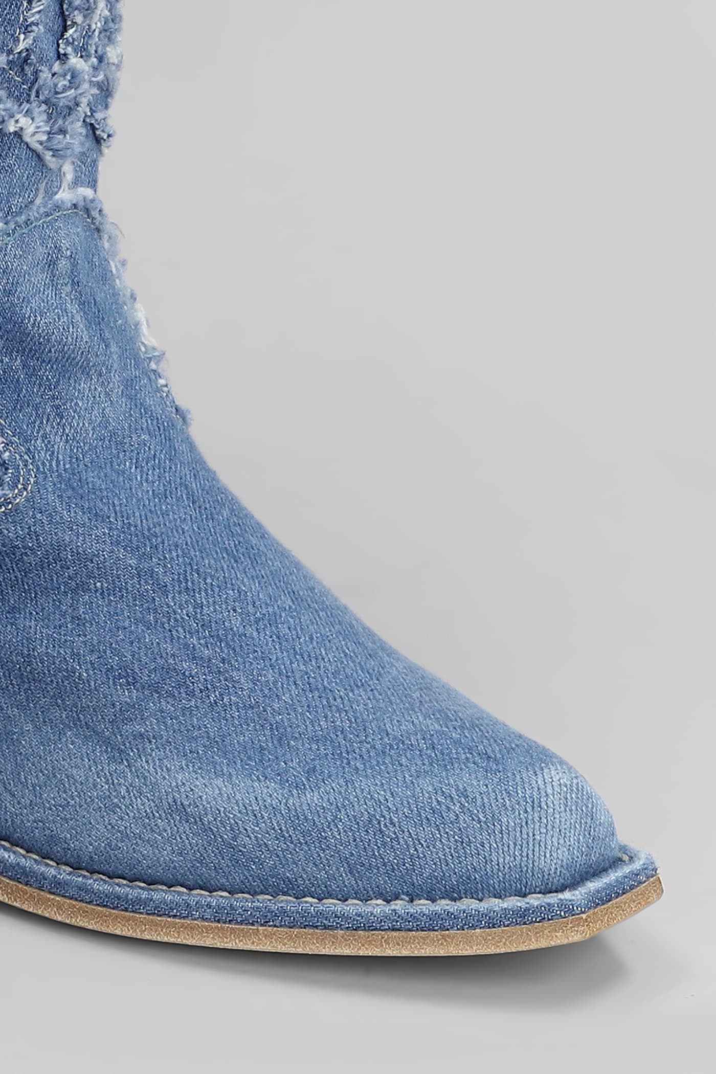 Shop Vic Matie Denim 505 Texan Ankle Boots In Blue Denim