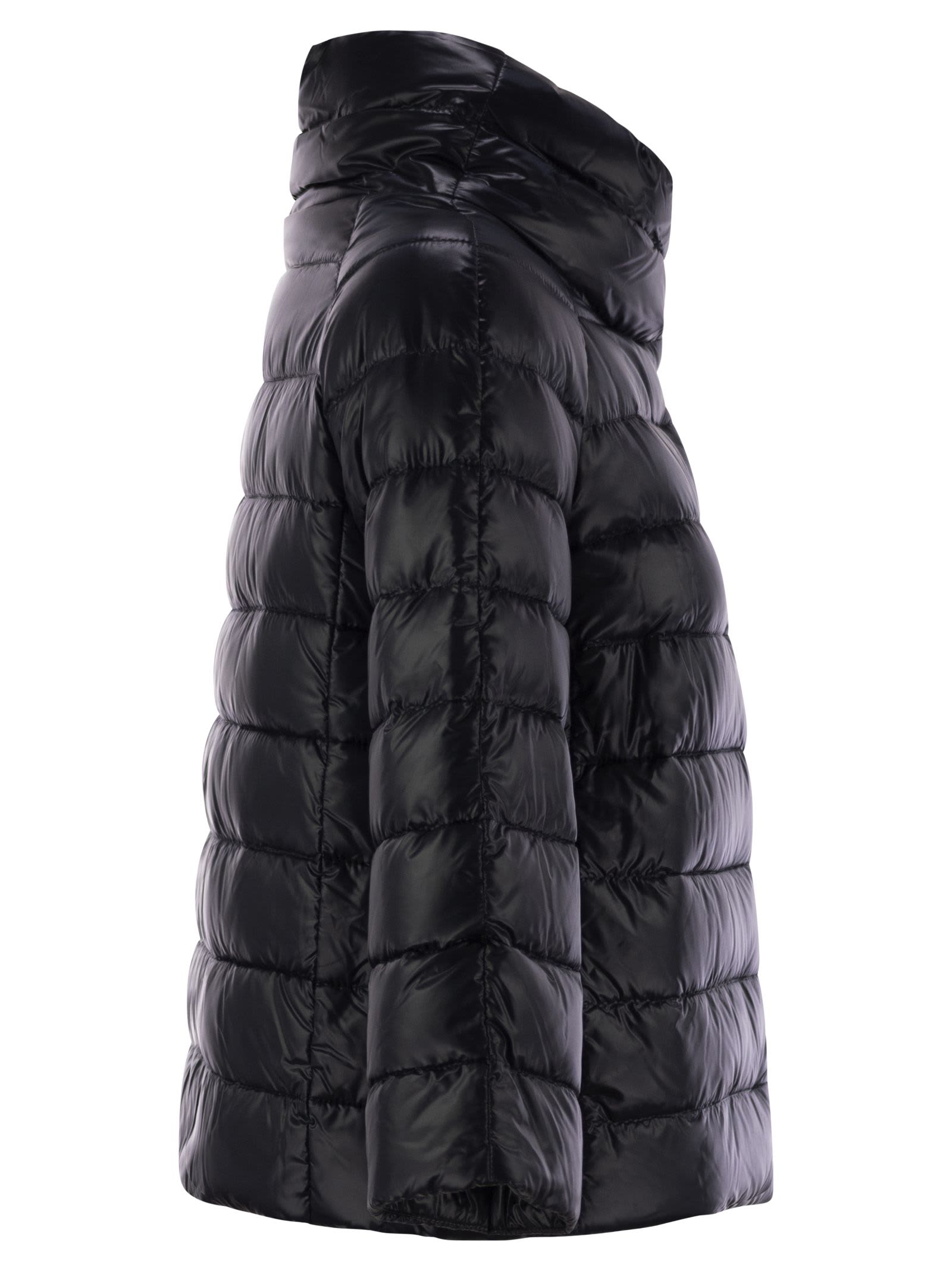Herno Woman Puffer Black Size 6 Polyamide, Polyester, Cotton In Navy Blue