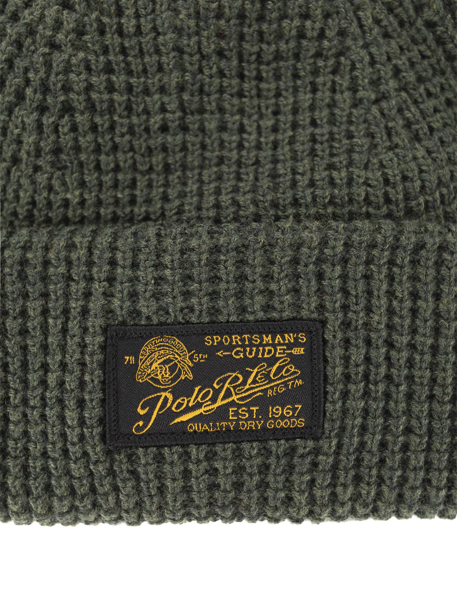 Polo Ralph Lauren Logo Patch Ribbed Beanie In Sage