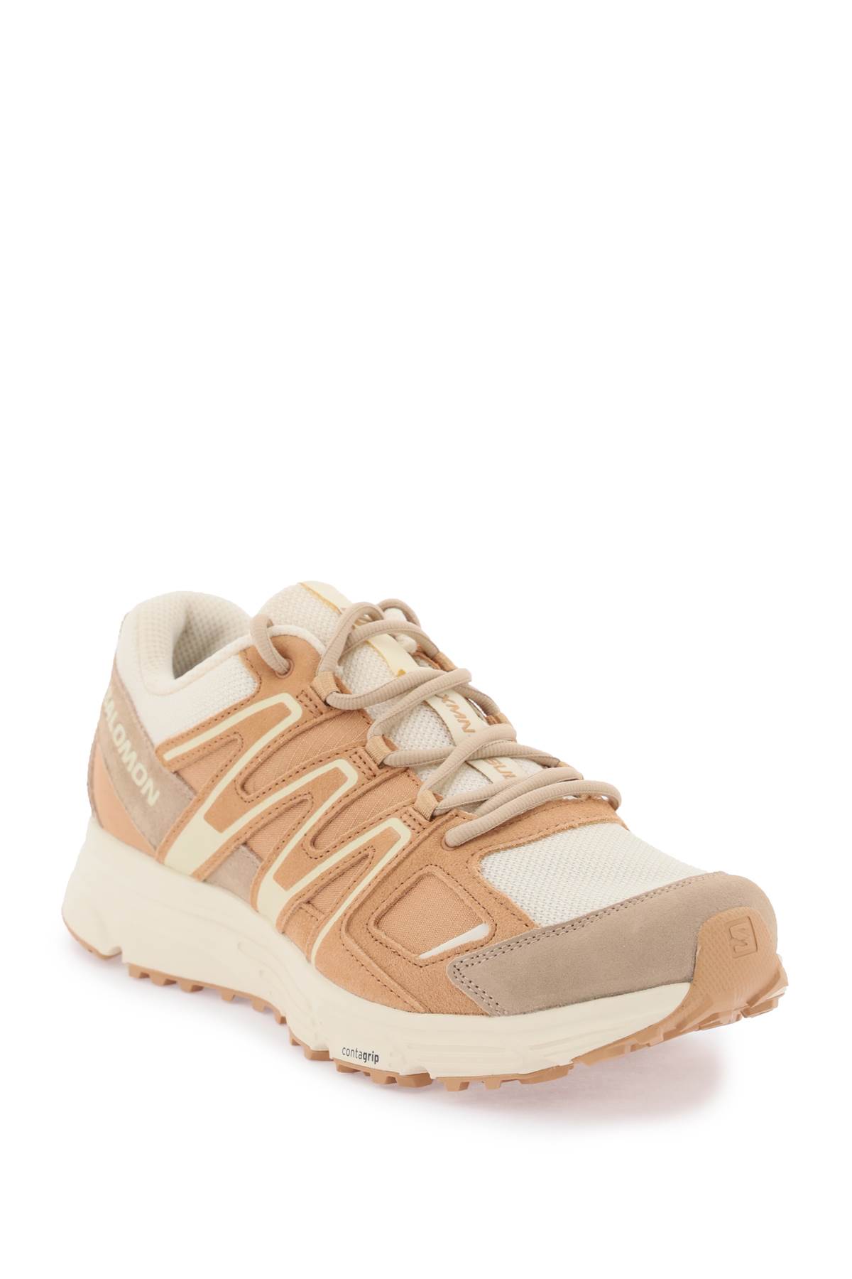 Shop Salomon X-mission 4 Suede Sneakers In Natural Sandstorm Bleached Sand (white)