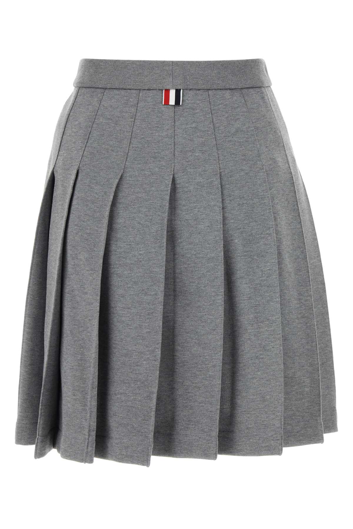 Shop Thom Browne Grey Cotton Mini Skirt In 035